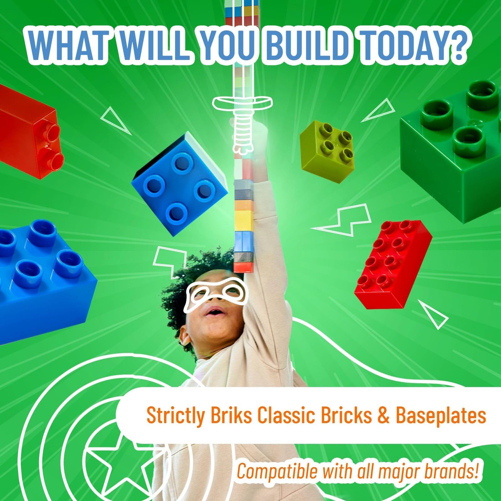Strictly Briks Lego-Compatible Stackable Baseplates - 6x6 Inch Building Bricks for Towers, Shelves & DIY Projects (4 Base Plates + 30 Stackers in Red, Green, Blue & Yellow) | Perfect for Kids' Creative Play, Classroom STEM Activities & Home Organization