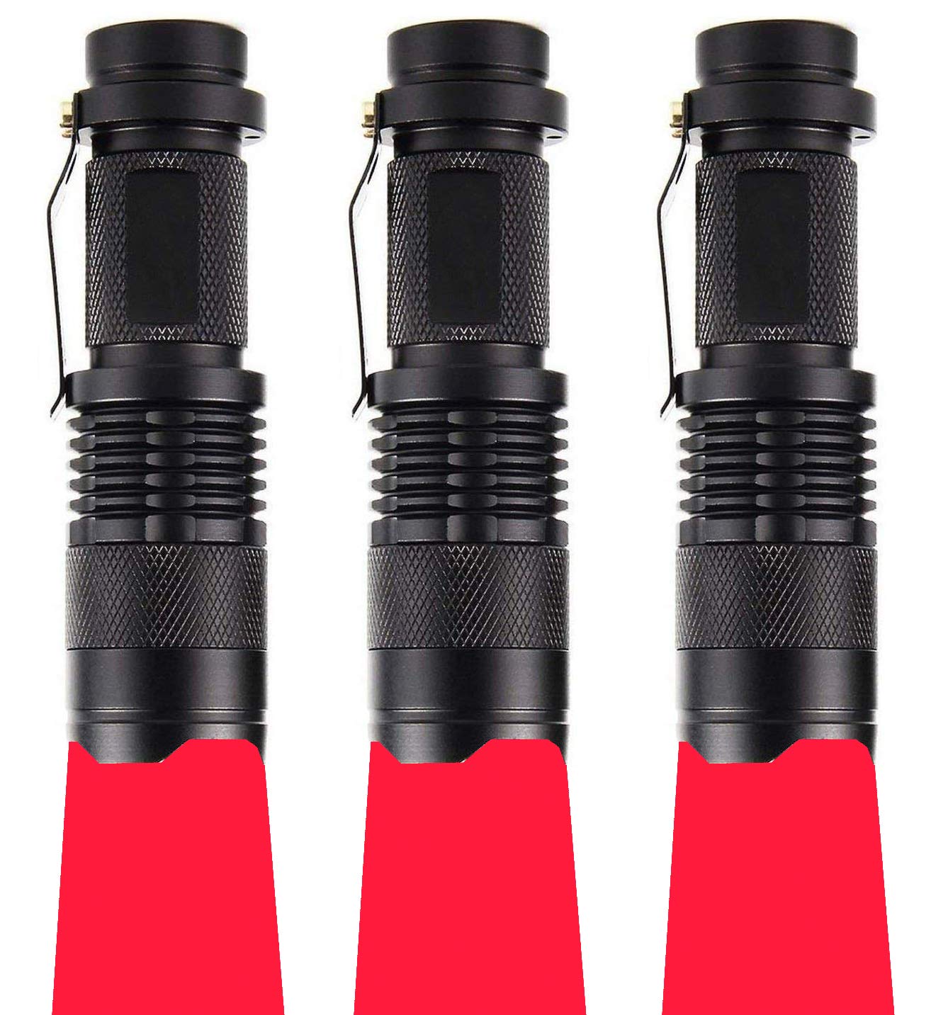 3 Pack Single Mode Red LED Flashlight Torch - 1 Mode Red Light for Astronomy, Aviation, Night Vision & Emergency Use - Perfect for Stargazing, Cockpit Lighting & Low Light Observation