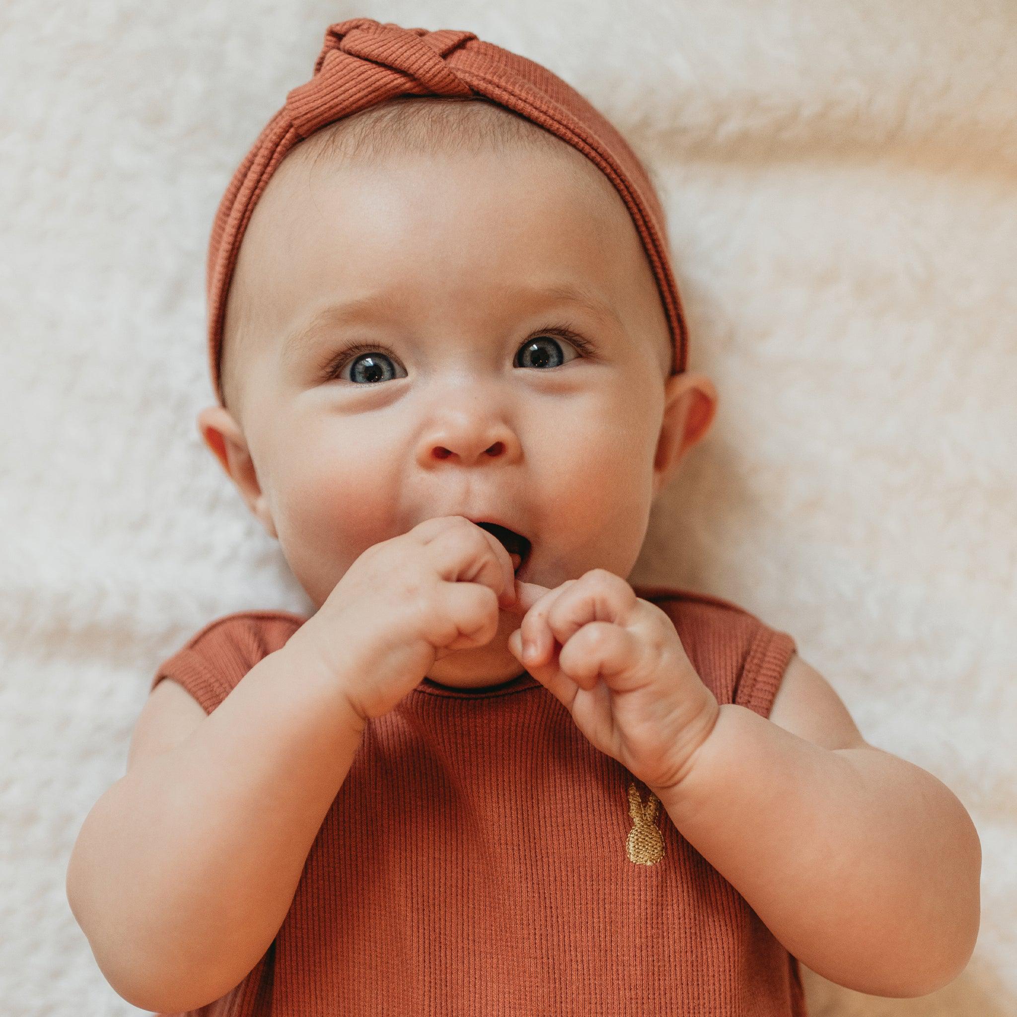 Organic Twist Baby Headband - Soft & Stretchy Hair Accessories for Newborns & Toddlers - Perfect for Photography, Parties & Everyday Wear - RETIRED Paprika Color