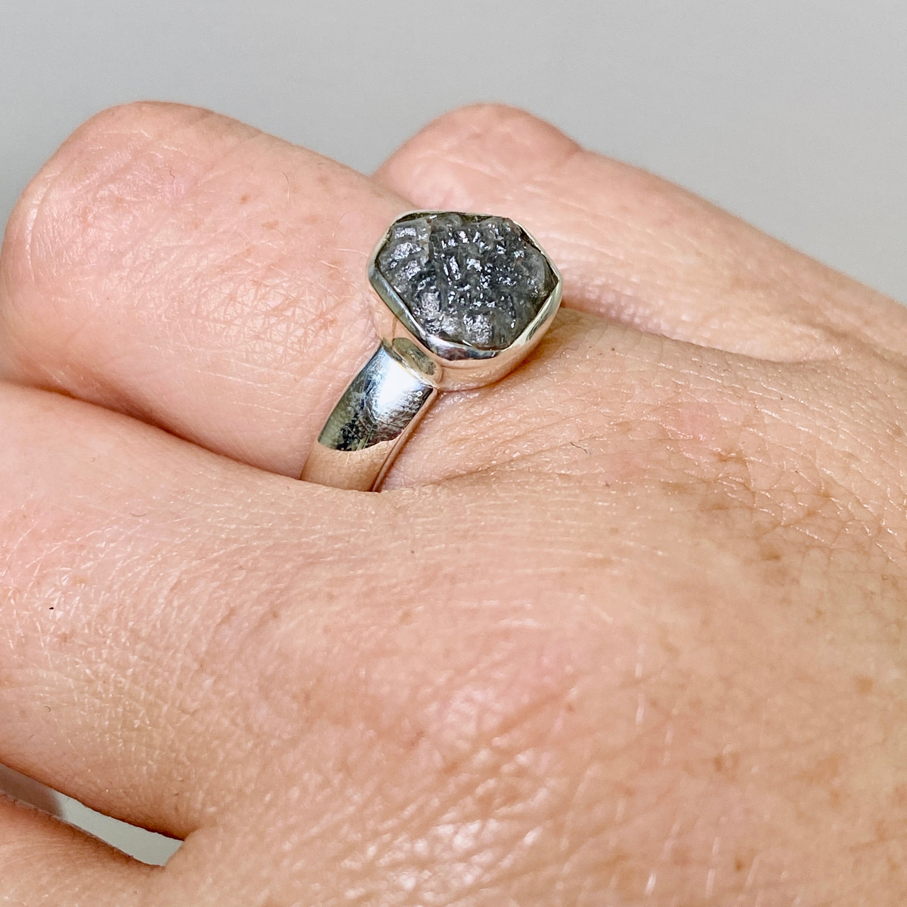 Natural Rough Diamond Freeform Raw Ring - Size 7 - Handmade Unique Jewelry - PRGJ884 - Perfect for Boho Chic Style & Wedding Engagement Rings
