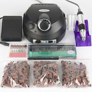Professional Electric Nail Drill Machine for Manicure & Pedicure - 30pcs Nail Drill Bits & 300pcs Sanding Bands - 220V EU Plug (Black) - Perfect for Salon, Home Use & Nail Art Enthusiasts