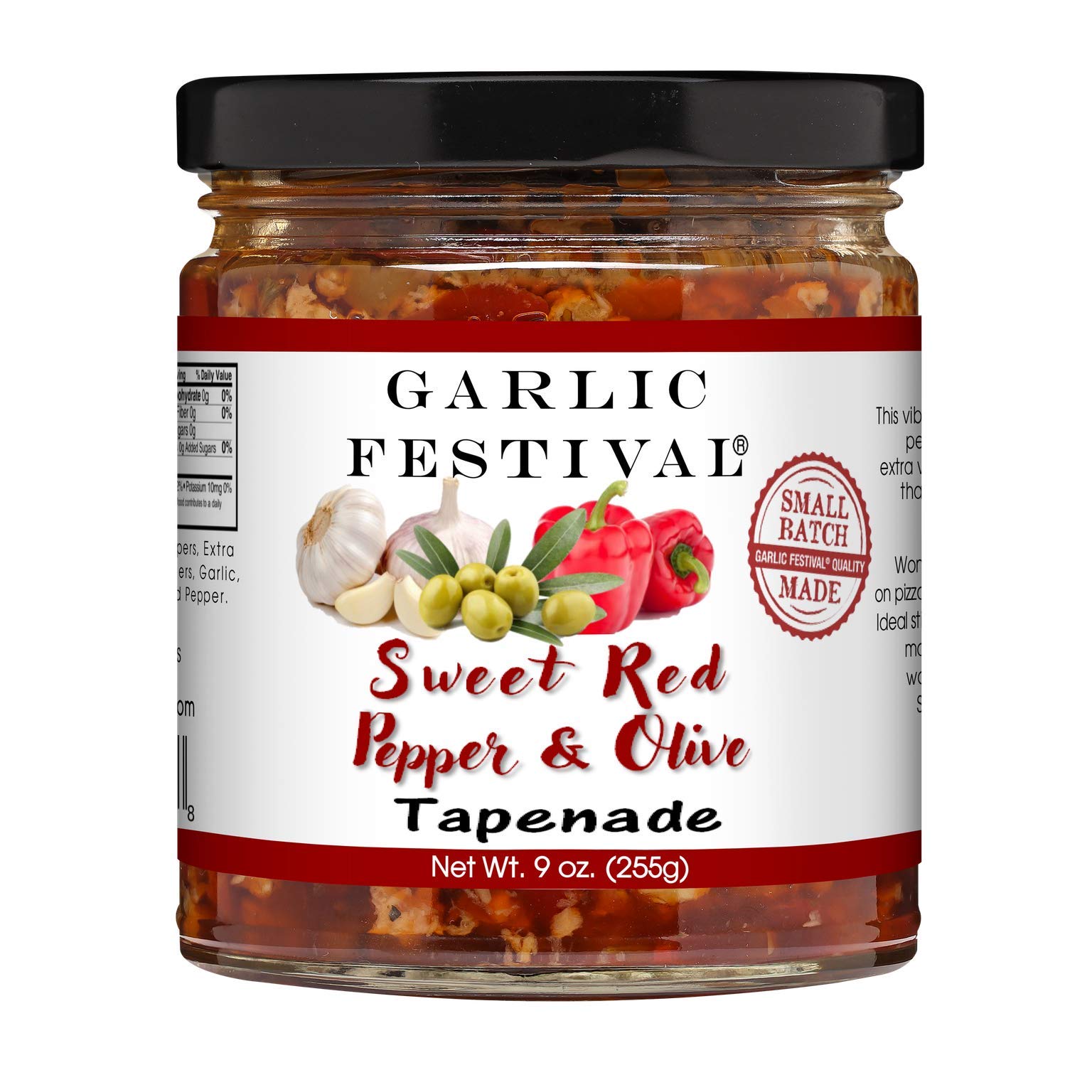 Garlic Festival Foods Sweet Red Pepper & Olive Tapenade 9oz - Premium Mediterranean Spread for Charcuterie Boards, Sandwiches & Appetizers