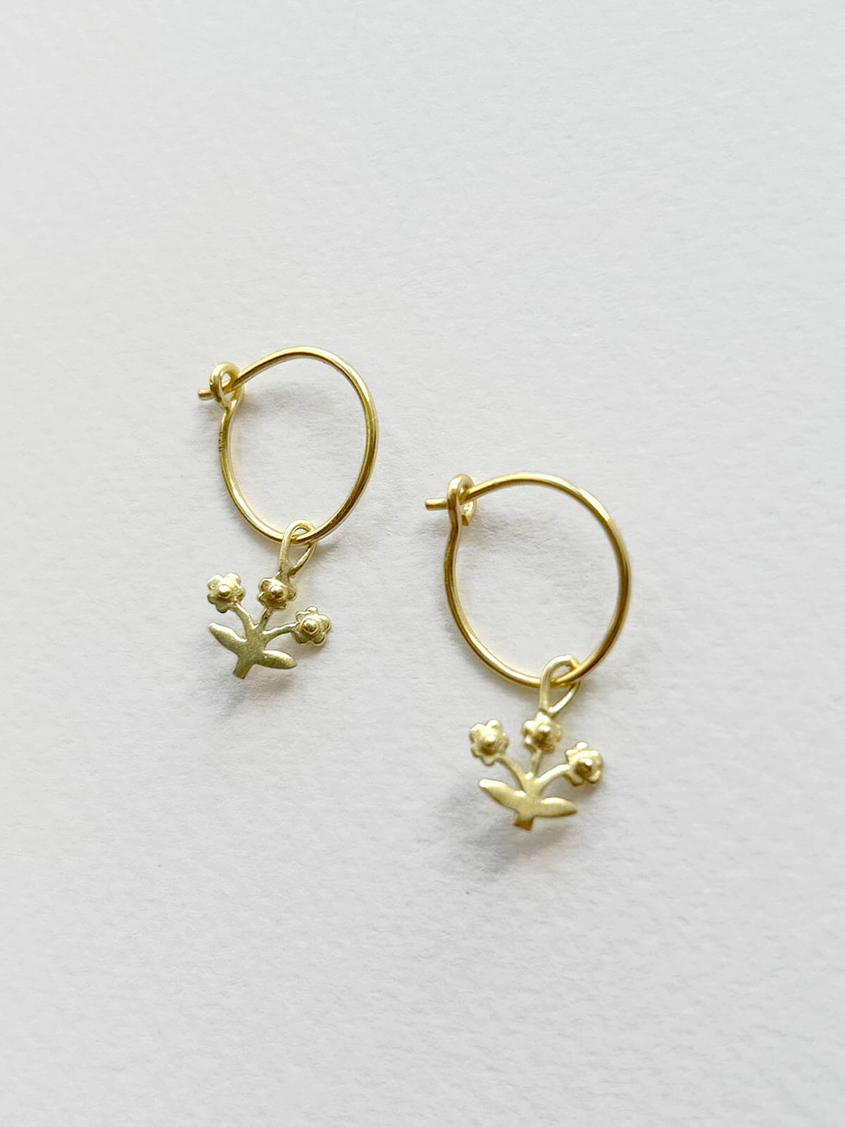 14K Gold Posie Hoop Earrings - Dainty Floral Design for Women | Perfect for Weddings, Date Nights & Everyday Elegance