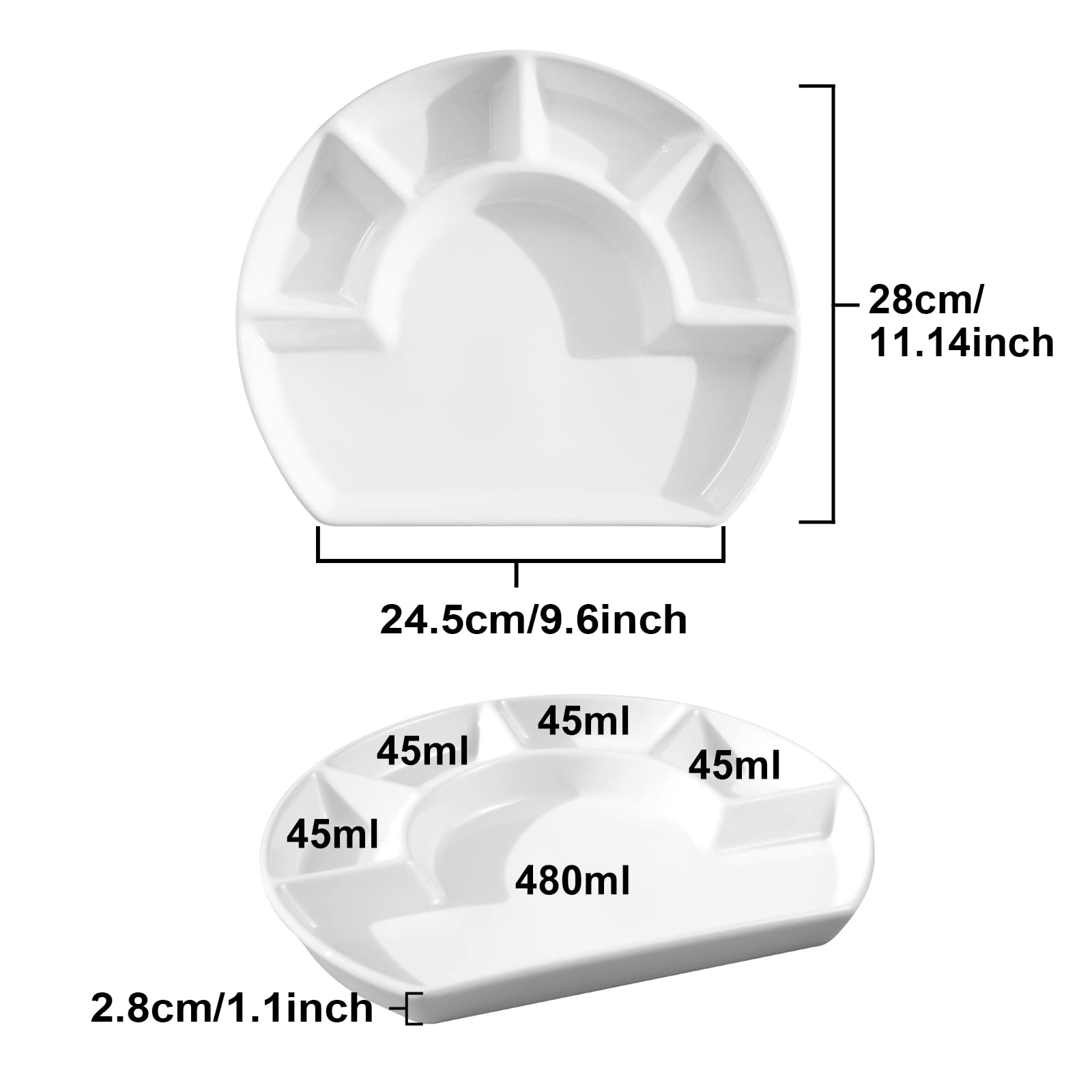 **4-Compartment Ceramic Serving Plate - Divided Quadrant Dish for Sauces, Snacks, Salad & Dinner - Perfect for Entertaining, Party Appetizers & Family Meals**