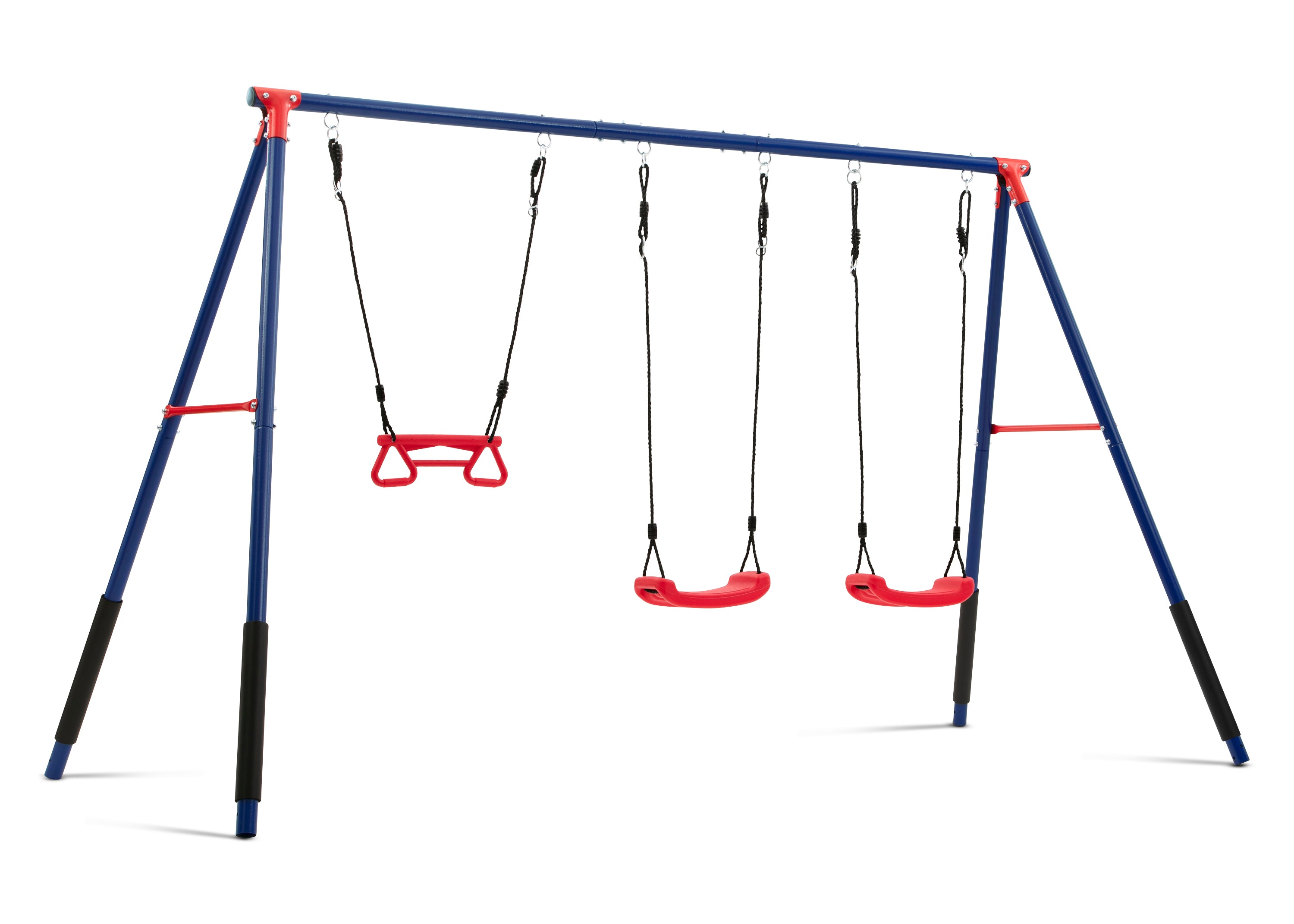 FunZone Outdoor Metal 3-Piece Swing Set with 2 Swings & Trapeze Bar - Heavy Duty Backyard Playset for Kids, Perfect for Gardens, Parks, and Playgrounds