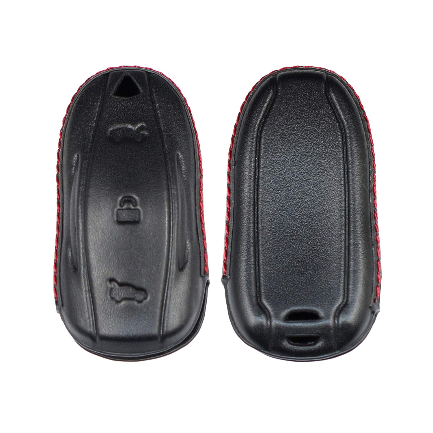 Genuine Leather Tesla Key Fob Cover for Model 3/S/Y - Premium Car Remote Key Case with Keychain - Black (Perfect for Tesla Owners, Car Enthusiasts & Gift Ideas)