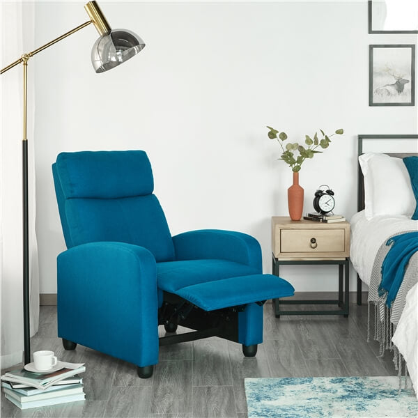Yaheetech Blue Fabric Recliner Chair - Comfortable Lounge Chair for Living Room, Bedroom & Home Theater Relaxation