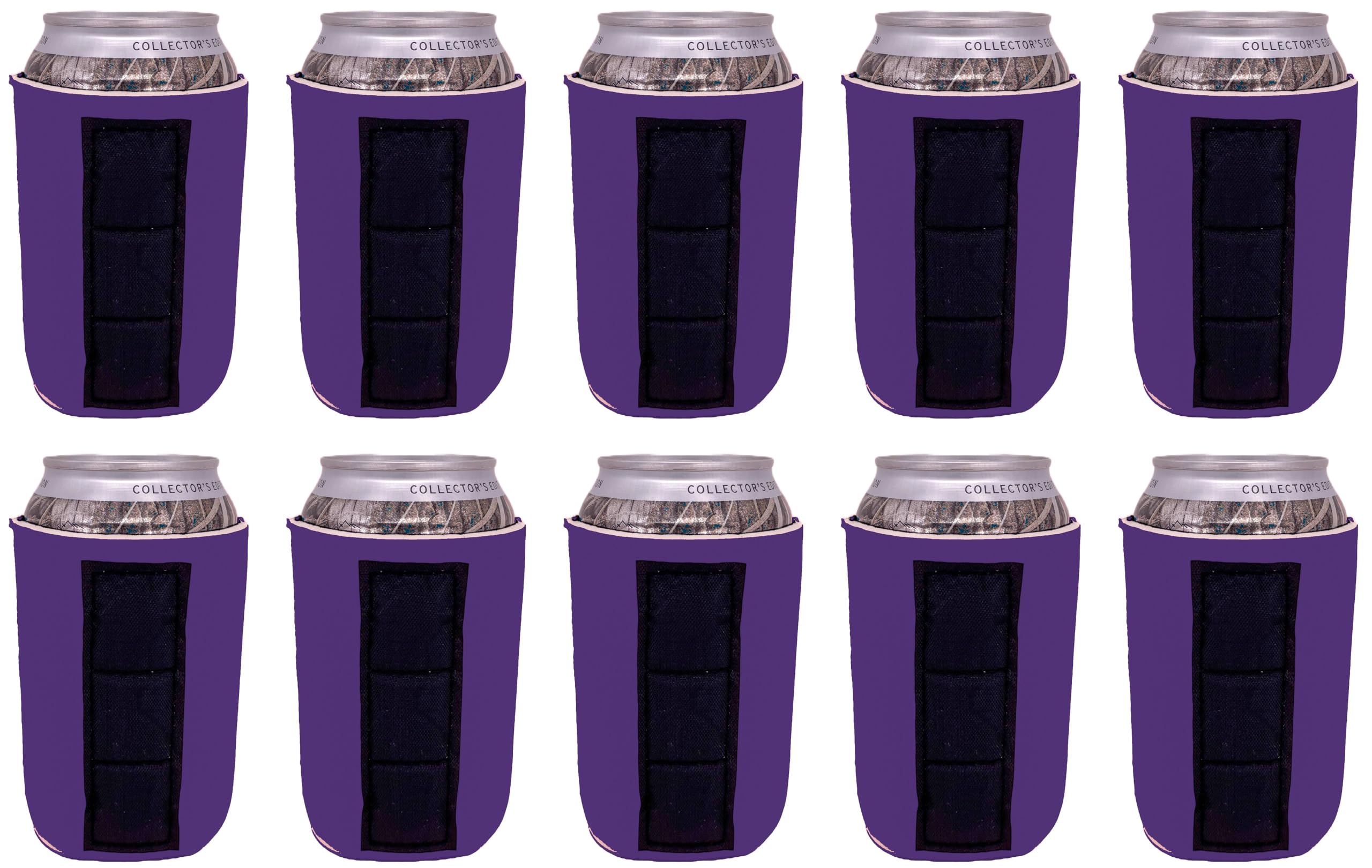 10 Pack Purple Blank Magnetic Can Coolers - Insulated Beer Soda Can Holders for Outdoor BBQ, Camping & Parties - Reusable Magnetic Koozies for Drinks