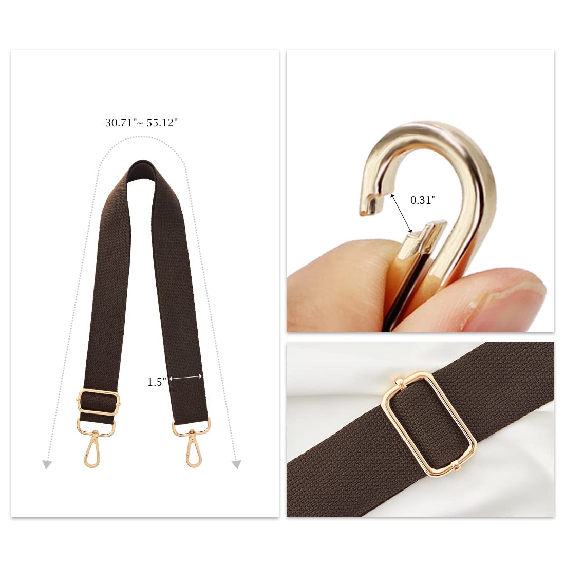 TANOSII Adjustable Wide Purse Strap - Replacement Shoulder & Crossbody Bag Strap for Handbags, Totes & Purses - Perfect for Everyday Use, Travel & Shopping