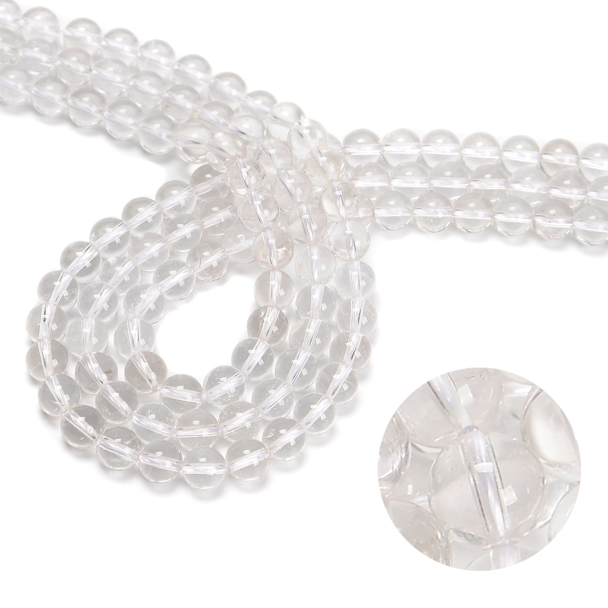 4mm 6mm 8mm 10mm 12mm 14mm 15.5 Clear Quartz Smooth Round Beads Strand - Natural Healing Crystal for Jewelry Making, Meditation & Home Decor
