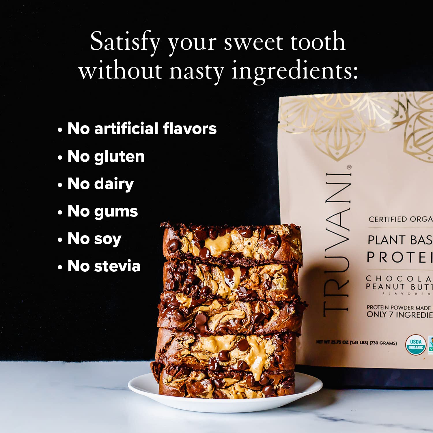 Truvani Vegan Pea Protein Powder - Chocolate Peanut Butter Flavor | 20g Organic Plant-Based Protein per Serving | Keto, Gluten-Free, Dairy-Free, Low Carb, No Added Sugar | Ideal for Smoothies, Baking & Post-Workout Recovery
