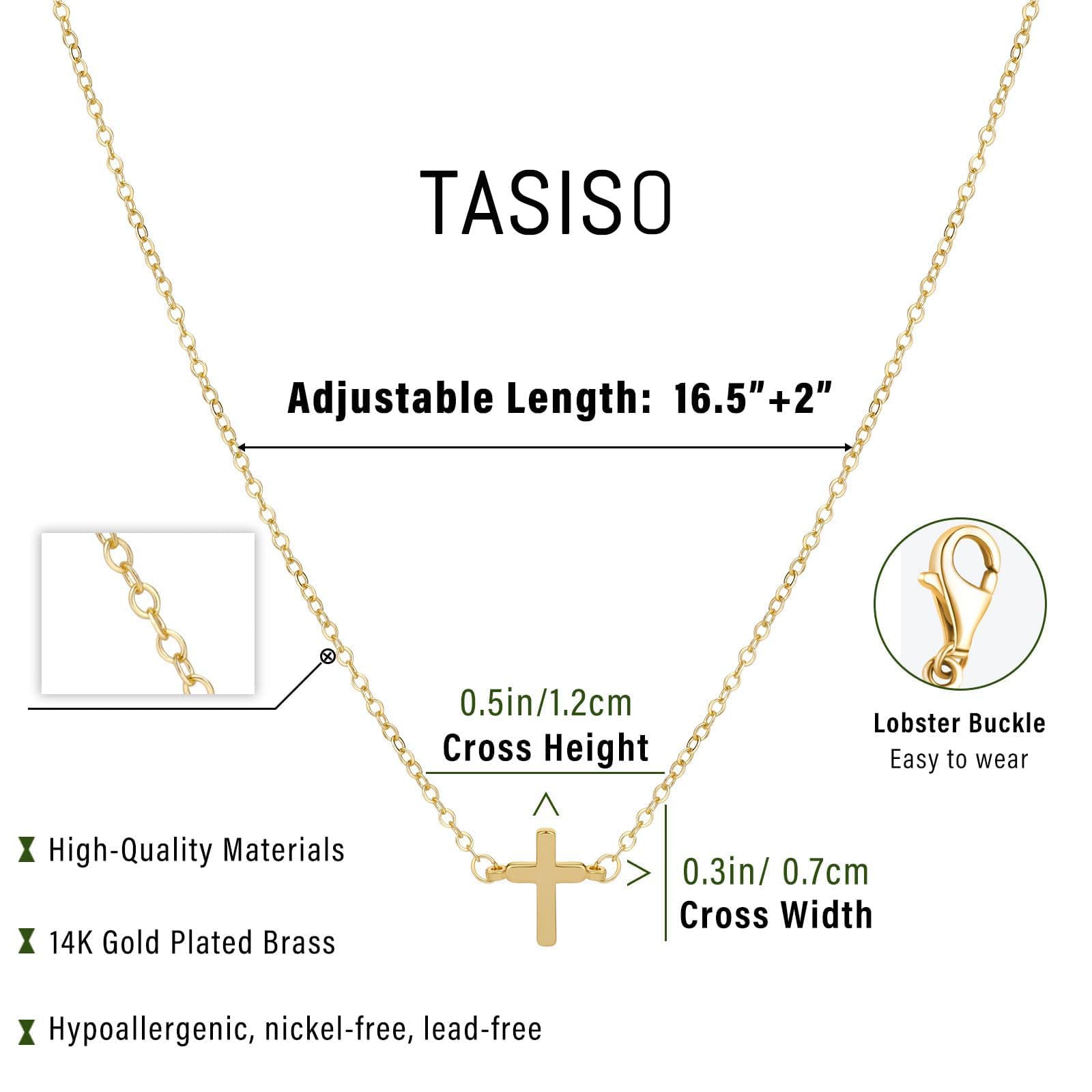 Tasiso 14K Gold Plated Small Cross Pendant Necklace for Women - Dainty Choker, Tiny Gold Cross Necklace, Simple & Cute Aesthetic Jewelry for Women & Girls | Perfect for Everyday Wear, Gifts & Special Occasions