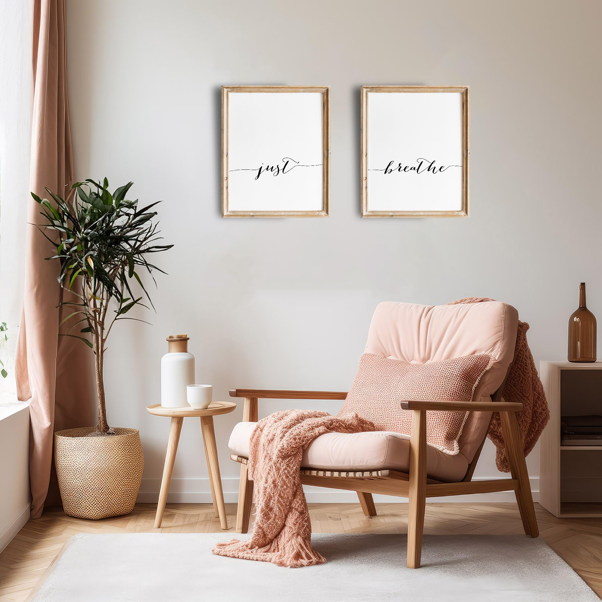 Just Breathe Wall Art Prints - Set of 2 Unframed 8x10 - Inspirational Office & Home Décor