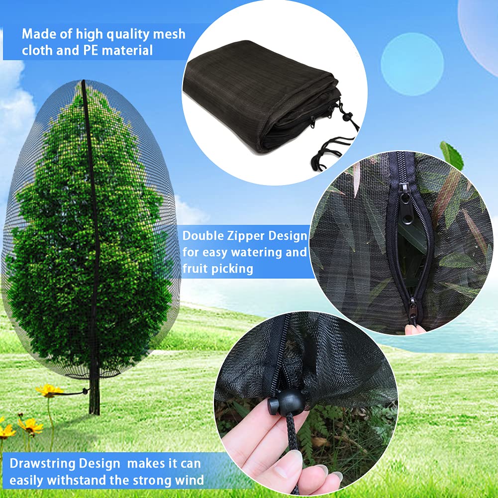 **Garden Plant Cover Netting Bags with Zipper - 72x76 Inch Large Plant Protection Mesh Net for Fruit Trees, Flowers & Vegetables - Durable Black Garden Netting (2-Pack) - Perfect for Pest Control, Frost Protection & Bird Prevention**