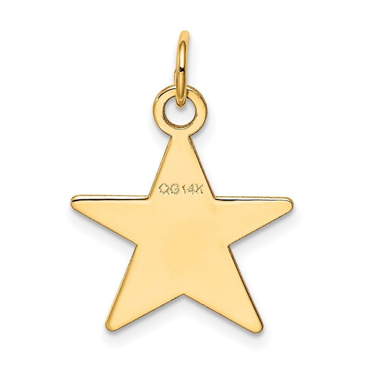 14K Yellow Gold Solid Polished Star Disc Charm Pendant Necklace for Women - 24x17mm Wide Elegant Jewelry, Perfect for Gifts, Anniversaries, Date Nights & Special Occasions