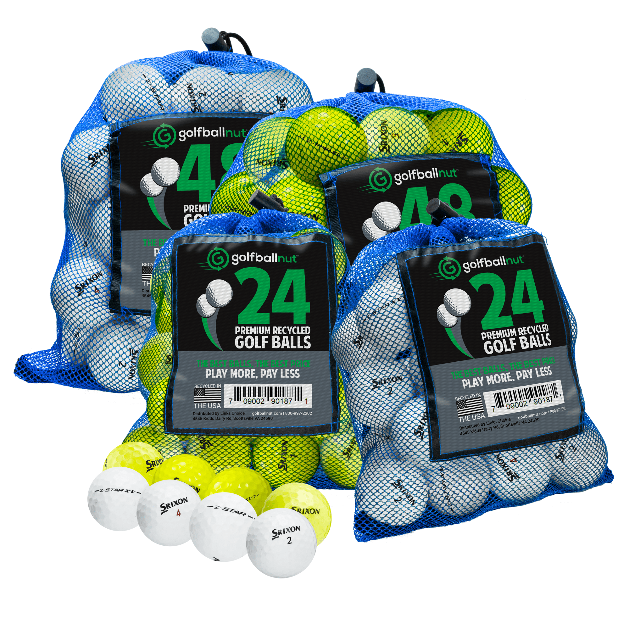 Premium Srixon Z Series Mixed Used Golf Balls - Eco-Friendly Bulk Mesh Bag for Practice & Training | Perfect for Driving Range, Backyard Practice & Golf Course Play