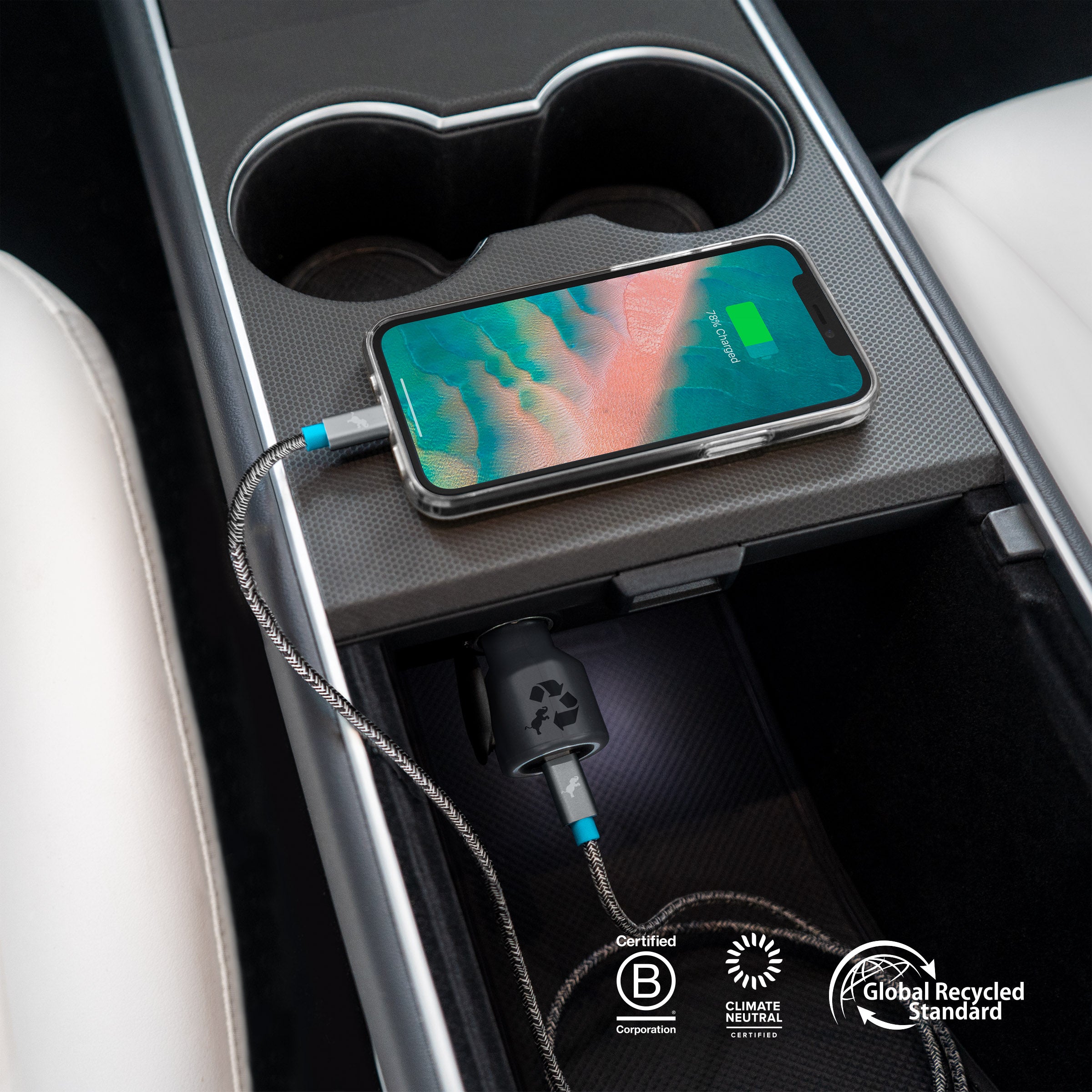 Fast Charging RALLY Car Charger - Dual USB Ports 4.8A for iPhone, Android & More - Perfect for Road Trips & Commuting