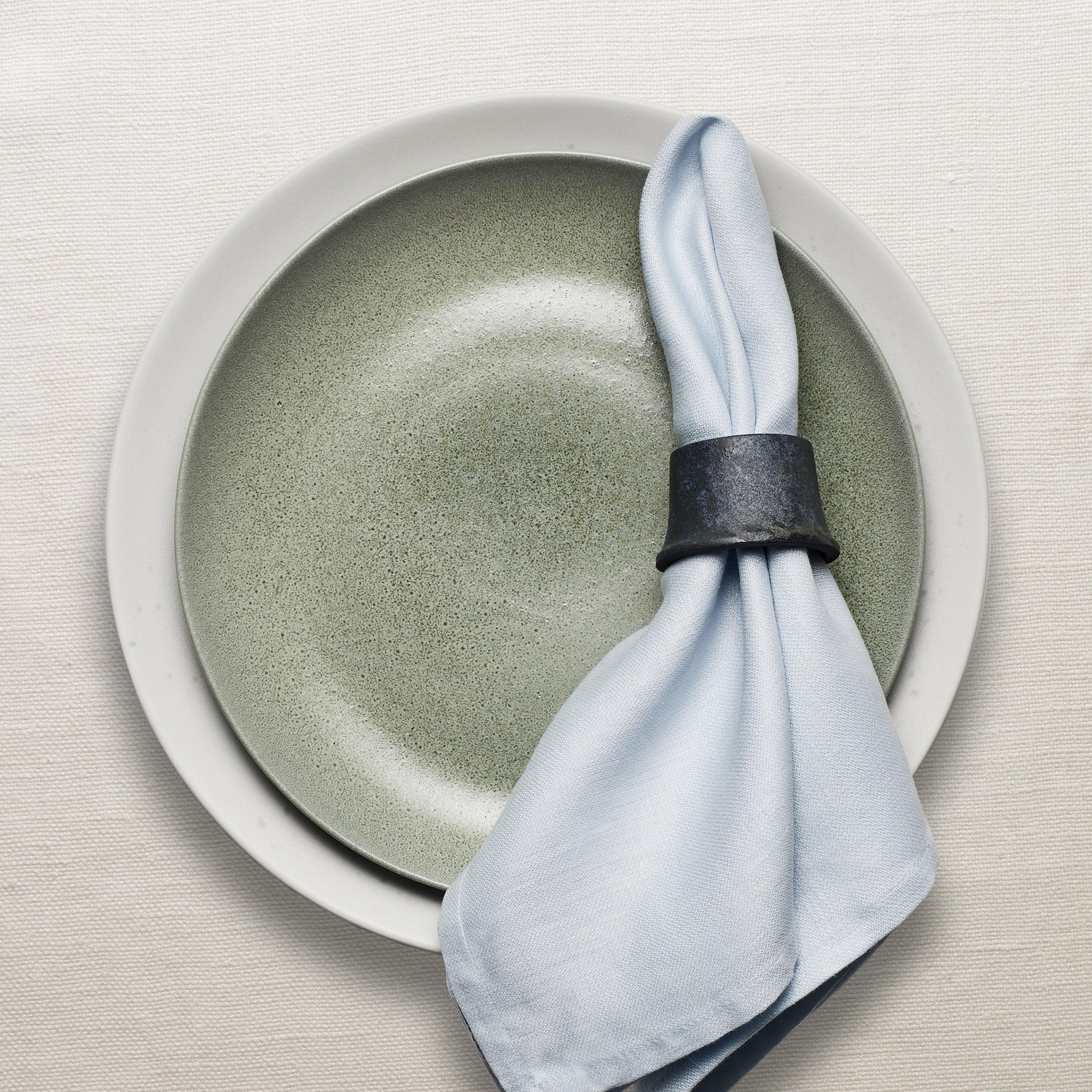Premium Linen Sateen Napkins Set of 4 - Soft Light Blue Table Linens for Elegant Dining, Wedding Decor & Dinner Parties