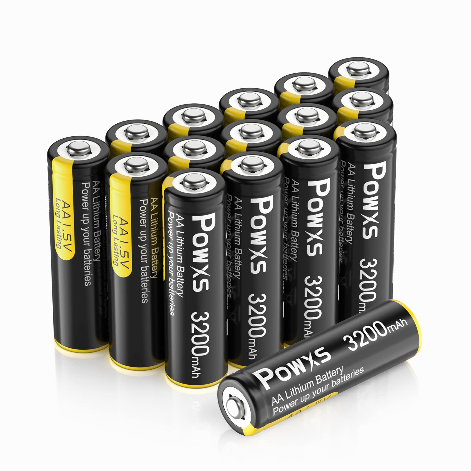 16 Pack POWXS AA Lithium Batteries 1.5V 3200mAh High Capacity - Long Lasting Power for Blink Cameras, Video Doorbells, Flashlights, Toys, Remote Controls - Ideal for Home Security, Smart Devices & Electronics (Non-Rechargeable)