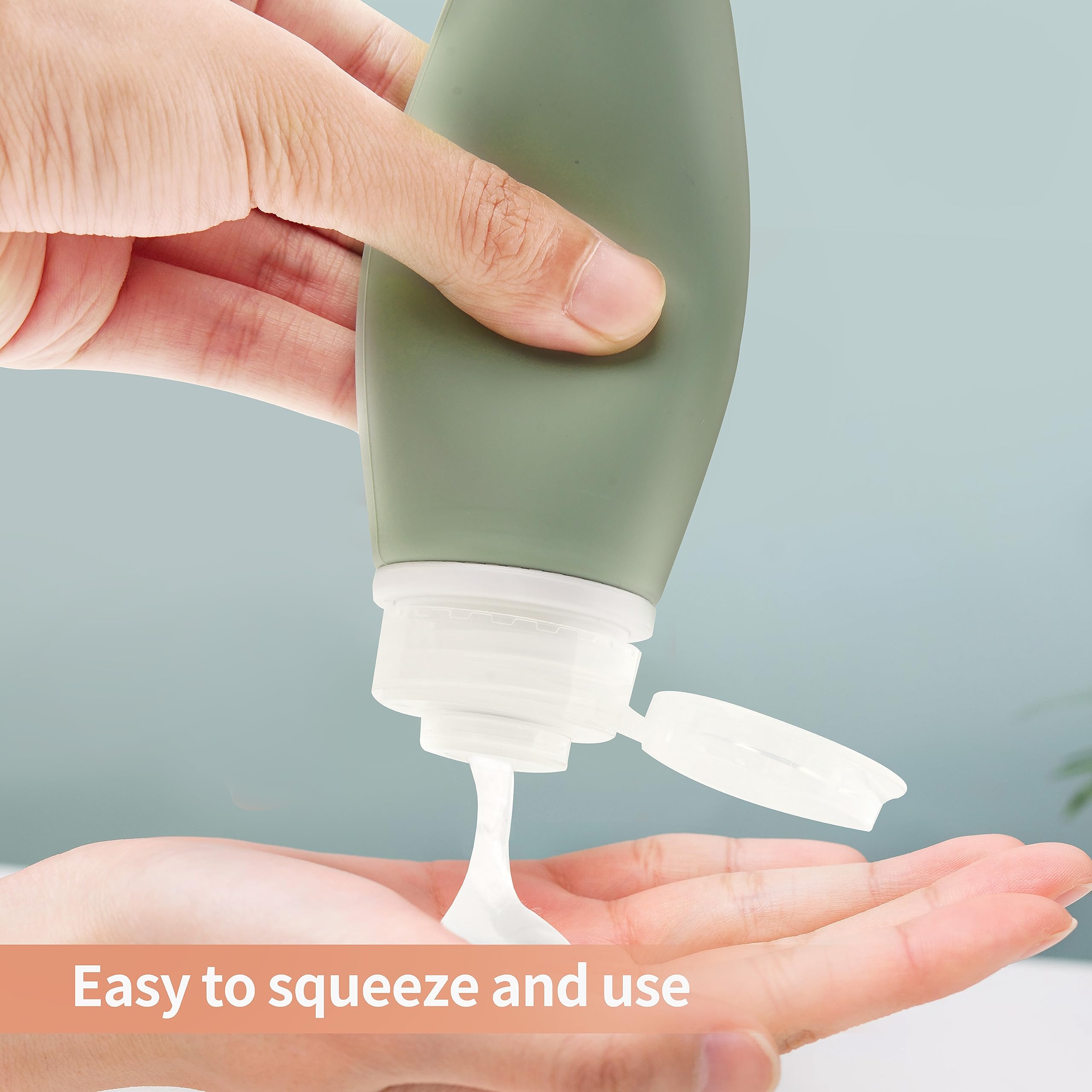 **Portable 4-Pack 100ml/3.4oz Food-Grade Silicone Squeeze Bottles for Shampoo, Conditioner, Lotion & Toiletries – Leak-Proof Travel Containers for Gym, Camping & Air Travel**