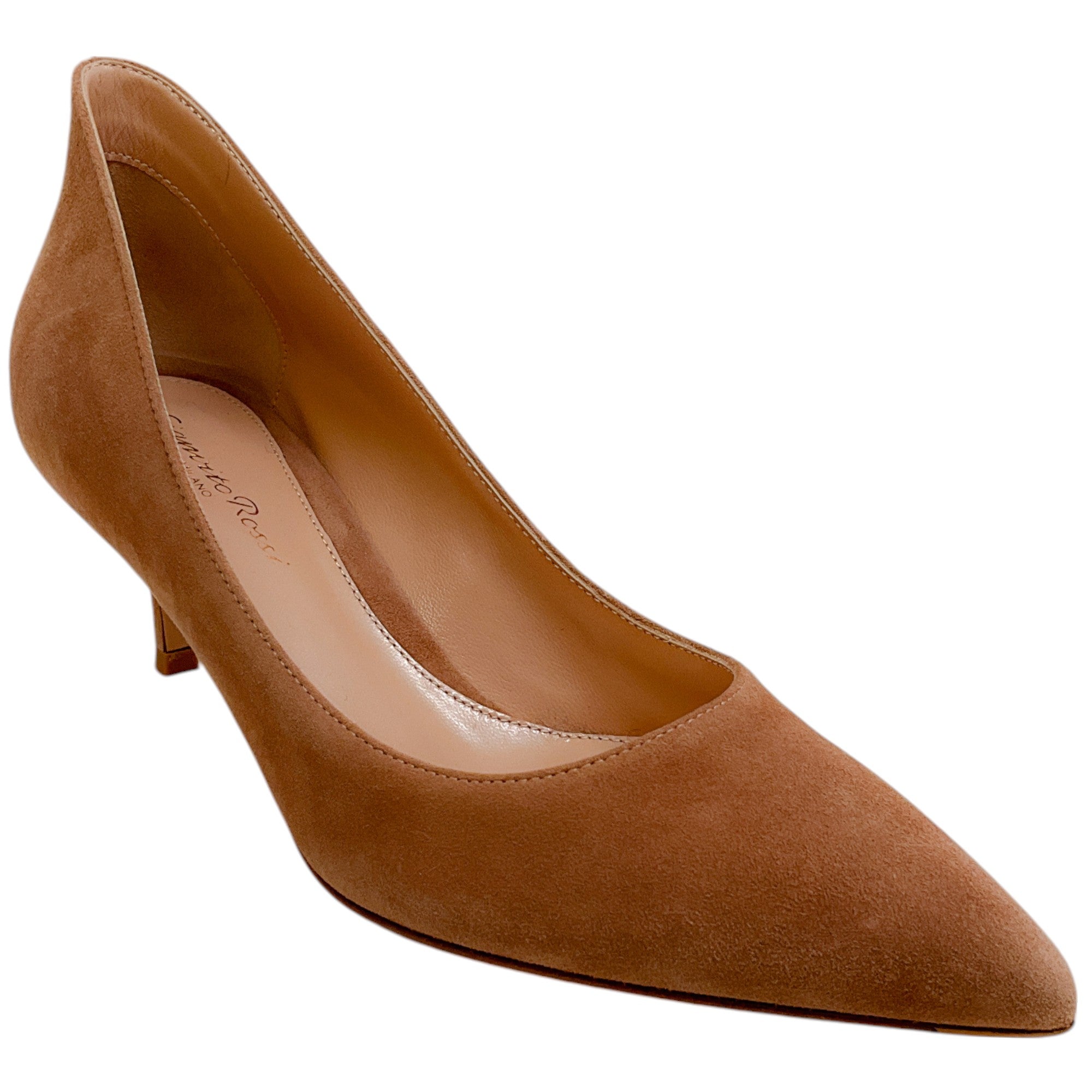 Gianvito Rossi Praline Suede Ellipsis 55 Pumps - Women's Luxury High Heel Shoes for Party, Wedding & Evening Events