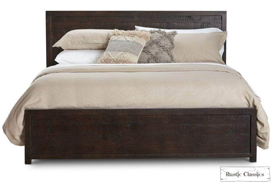 Whistler 4-Piece Reclaimed Wood Platform Bedroom Set in Brown - Queen/King Size - Rustic Farmhouse Bedroom Furniture for Cozy Master Suite