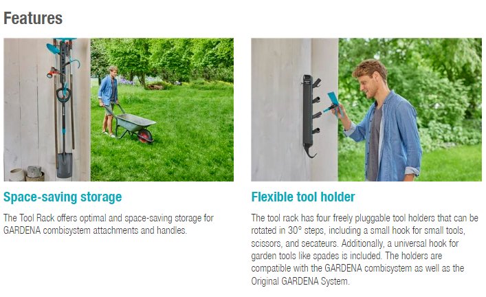 Gardena Combisystem Tool Rack Flex - Heavy Duty Garden Tool Organizer for Efficient Storage | Perfect for Sheds, Garages & Outdoor Workspaces