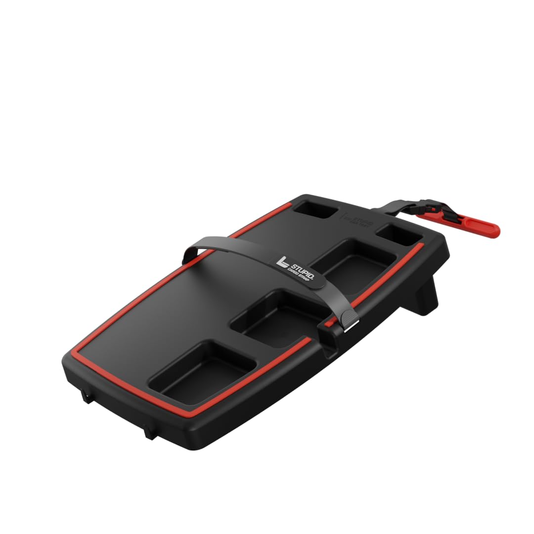 STUPID Car Tray - Premium Car Organizer with 2 Elastic Straps & Quick-Release Seat Anchor - Mobile Office Desk for Cars - Perfect for Road Trips, Food, Laptop Work & Hot Rod Accessories
