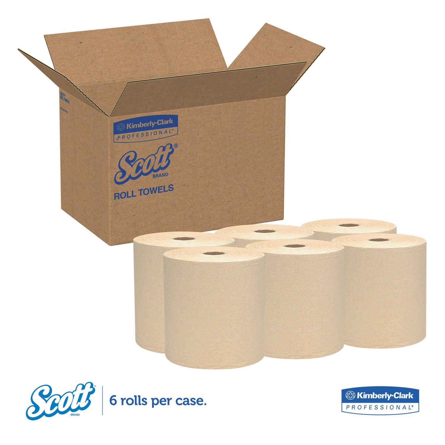 Scott 04142 Hard Roll Towels - 1.5-Inch Core, 8 x 800ft, Natural, 12 Rolls/Carton - Bulk Commercial Paper Towels for Restaurants, Offices & Industrial Use