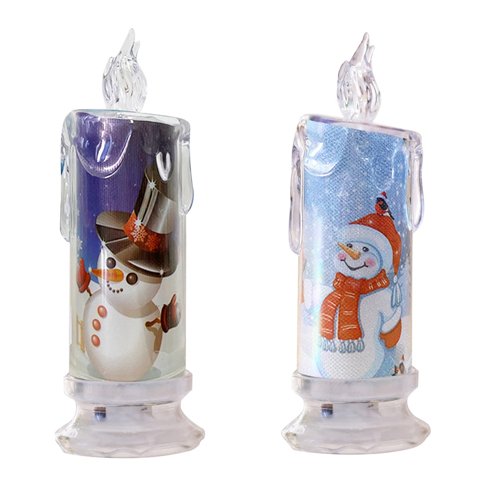 LED Electronic Candle Snowman Santa Night Light - 2PC Christmas Decorations for Home, Holiday Party & Gift Ideas | Winter Indoor Atmosphere Lighting for Xmas Tree, Mantel & Tabletop Decor