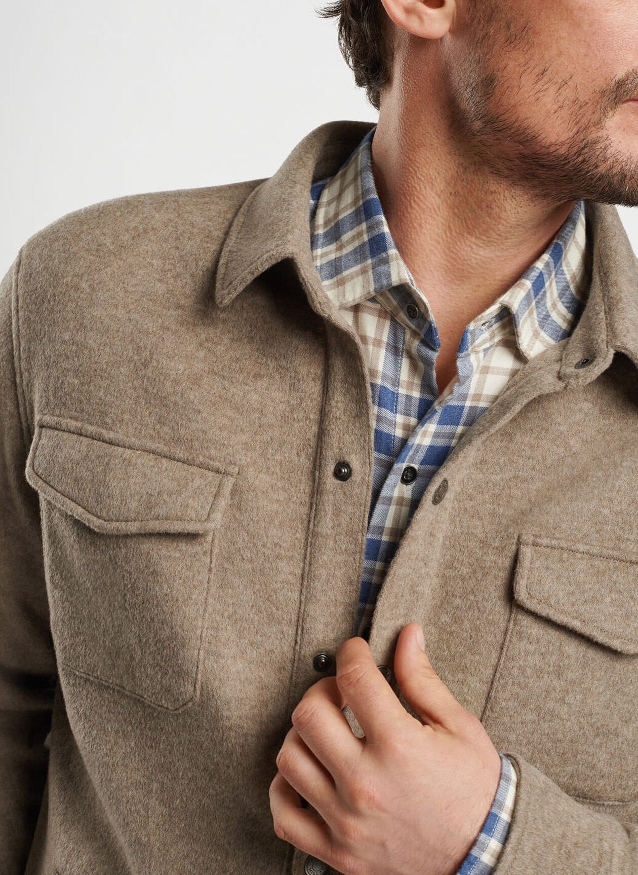 **Peter Millar Fleece Shirt Jacket for Men - Soft & Warm Casual Outerwear - Perfect for Outdoor Activities, Hiking, and Layering in Cold Weather**