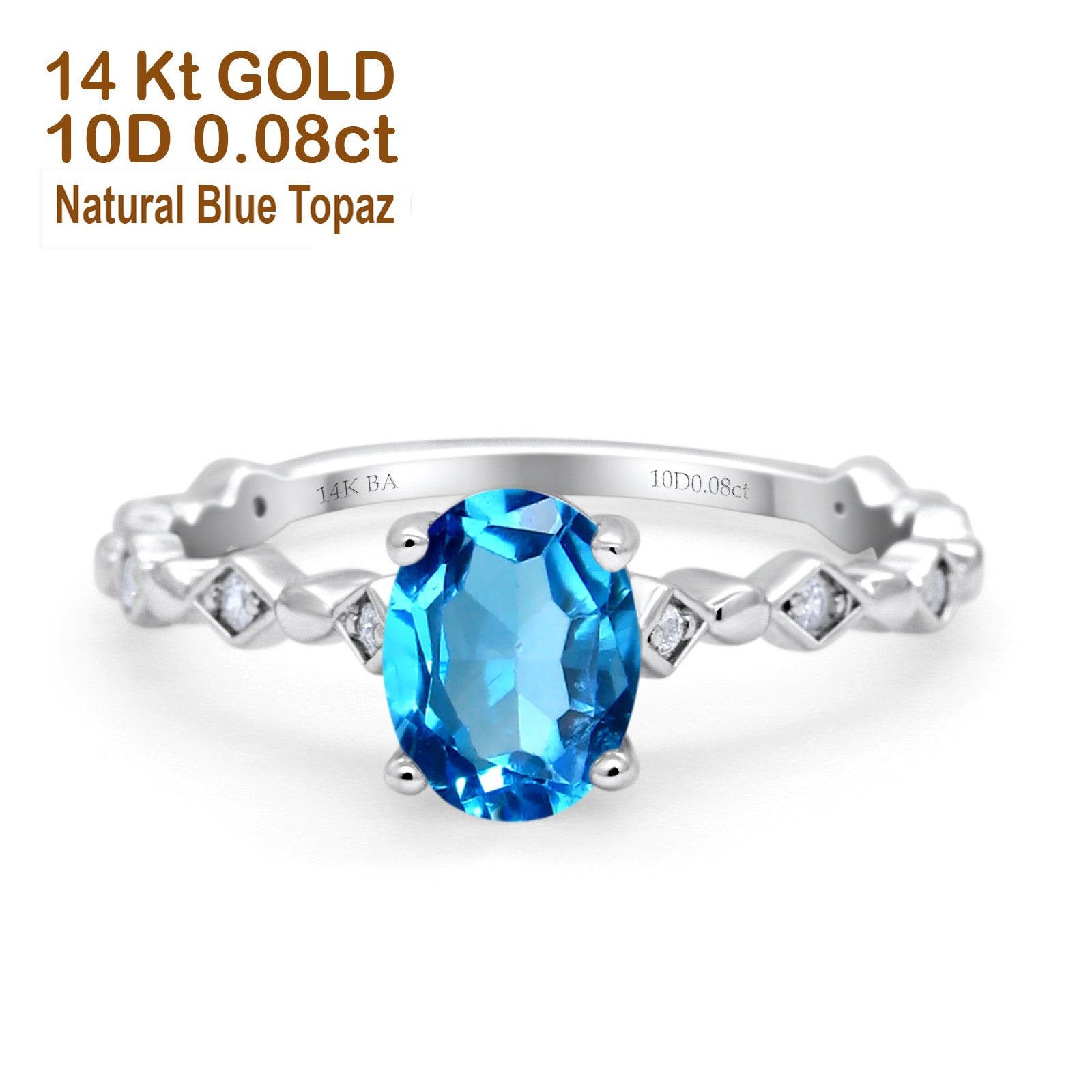 White Gold Natural Blue Topaz
