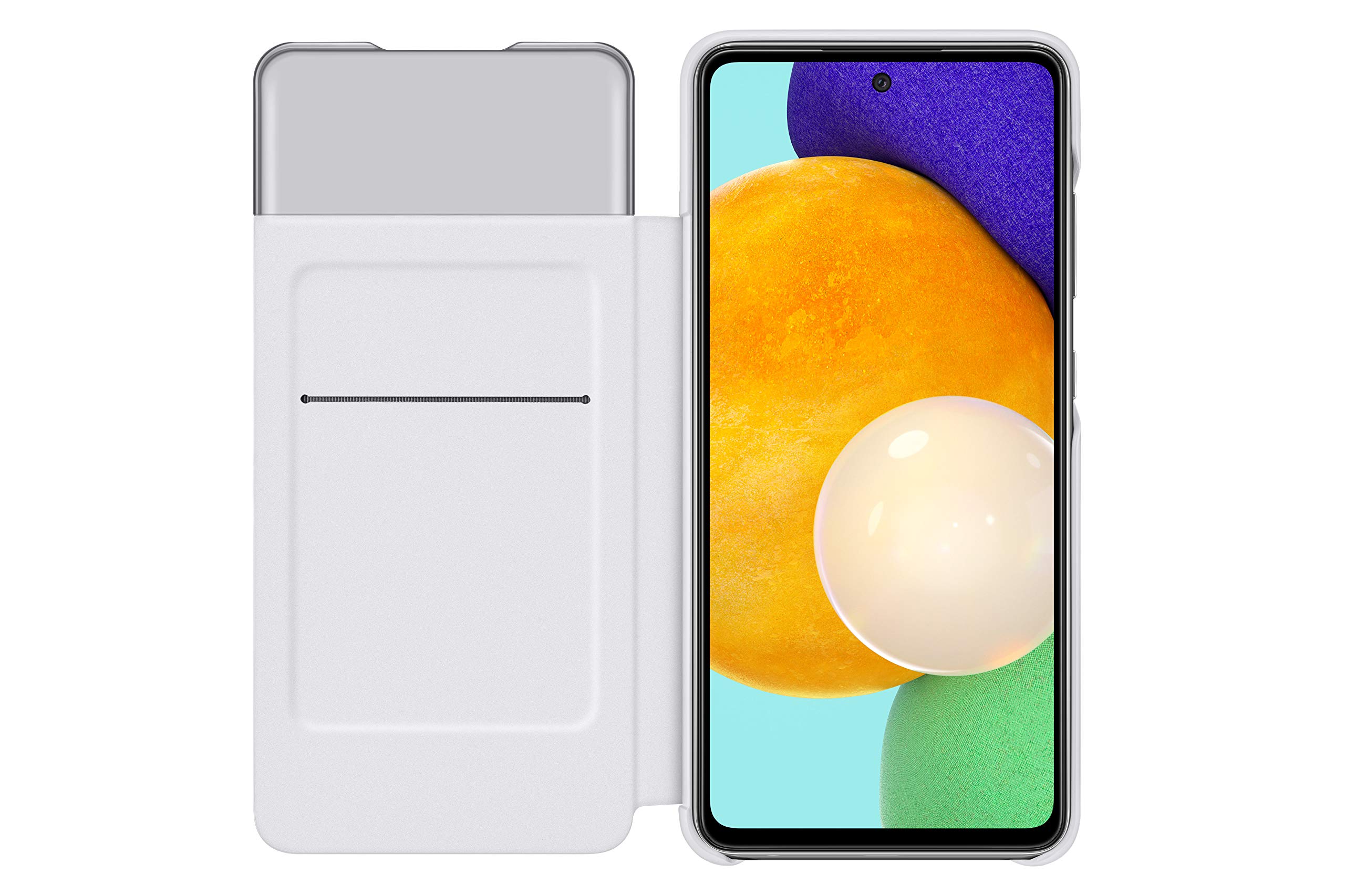 Samsung Galaxy A52 S-View Wallet Case - Slim Protective Cover with Card Holder & Clear Window (White) | Perfect for Everyday Use, Business & Travel