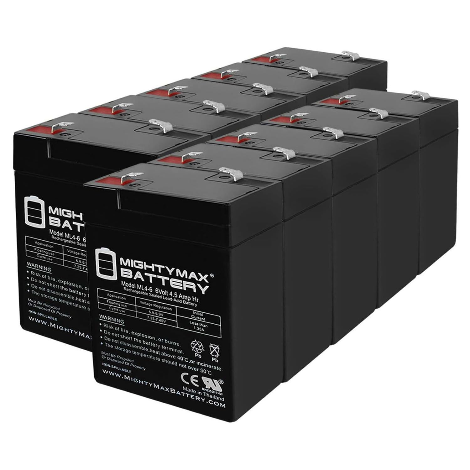 Mighty Max 6V 4.5AH SLA Rechargeable Battery - 10 Pack Replacement for Cyclops Spotlight 158610 | Power Supply for Emergency Lights, Security Systems & Outdoor Equipment