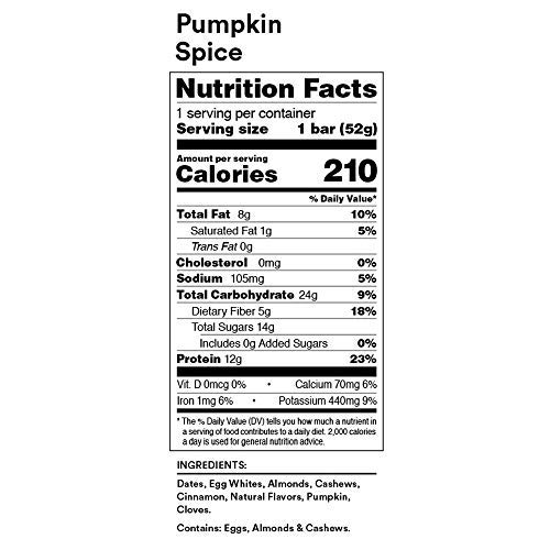 RXBAR Protein Bars - Pumpkin Spice Flavor, 12 Pack (22oz) | High Protein Snack for Workout Recovery, Healthy On-The-Go Breakfast & Office Snacks | Gluten Free, Dairy Free, No Artificial Ingredients