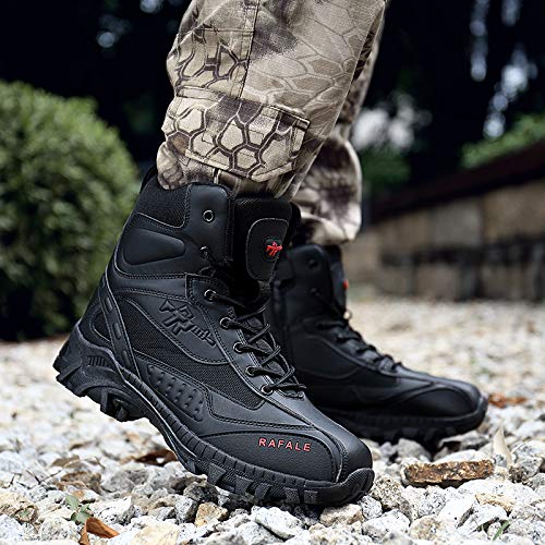 EinPlus Men's Tactical Military Combat Ankle Boots - Water Resistant Lightweight Hiking & Work Boots for Outdoor Adventures, Camping & Tough Jobs