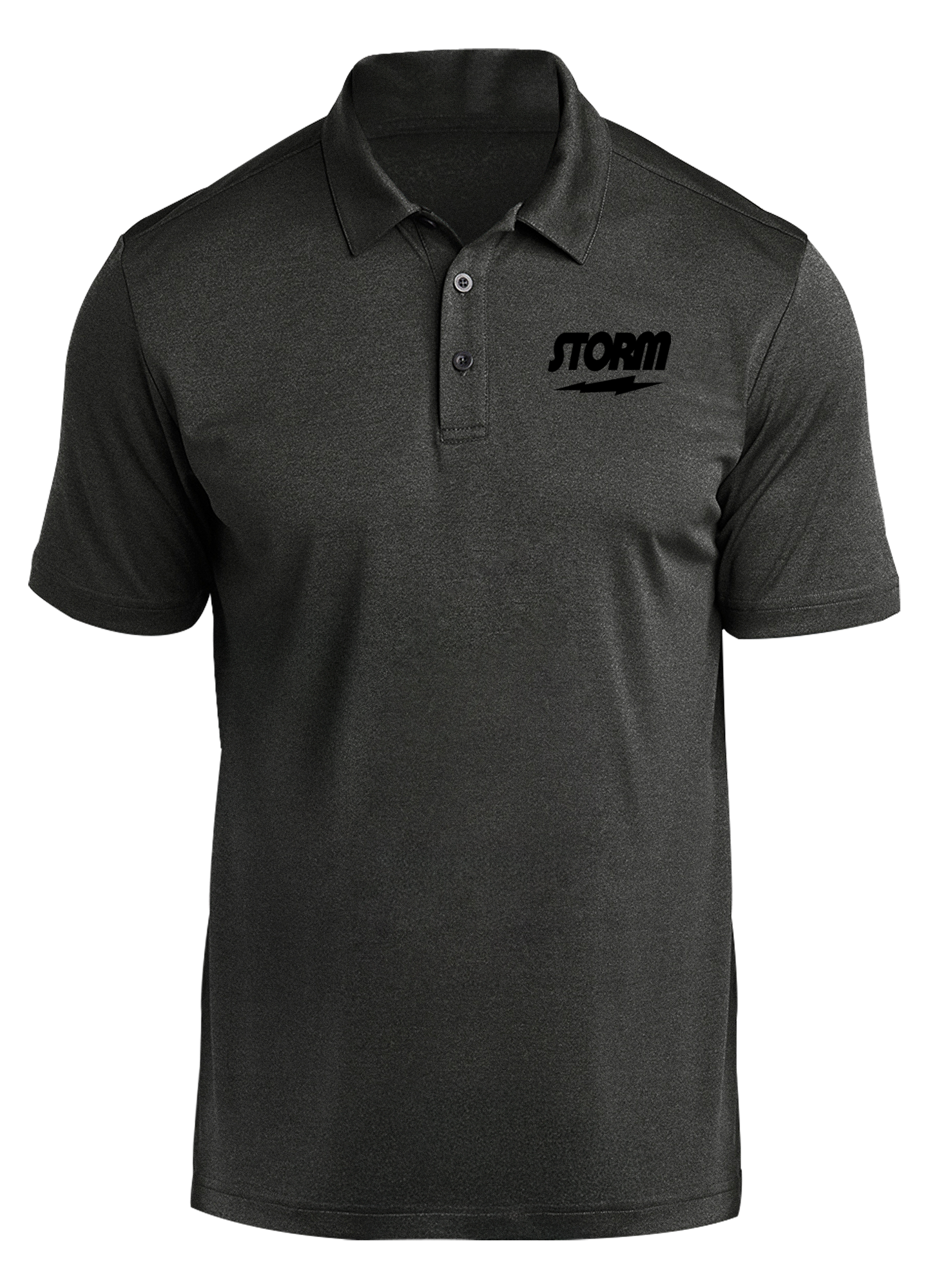 Storm Black Prime Polo Shirt - Men's Heather Black Performance Polo for Golf, Work & Casual Wear