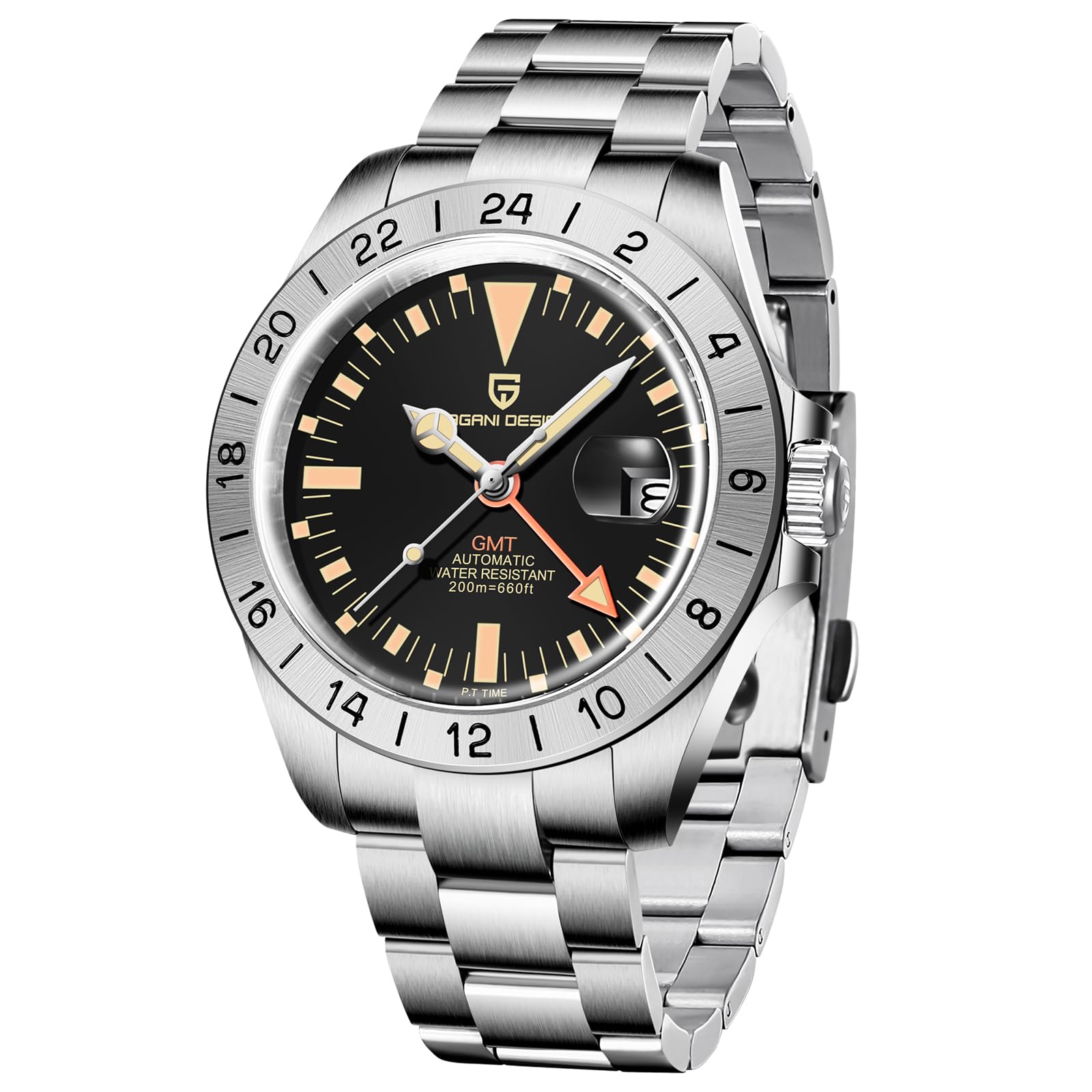 Pagani Design Men's Automatic GMT Watch - 42mm Stainless Steel, Sapphire Crystal, Waterproof & Luminous - Perfect for Business, Travel & Outdoor Sports