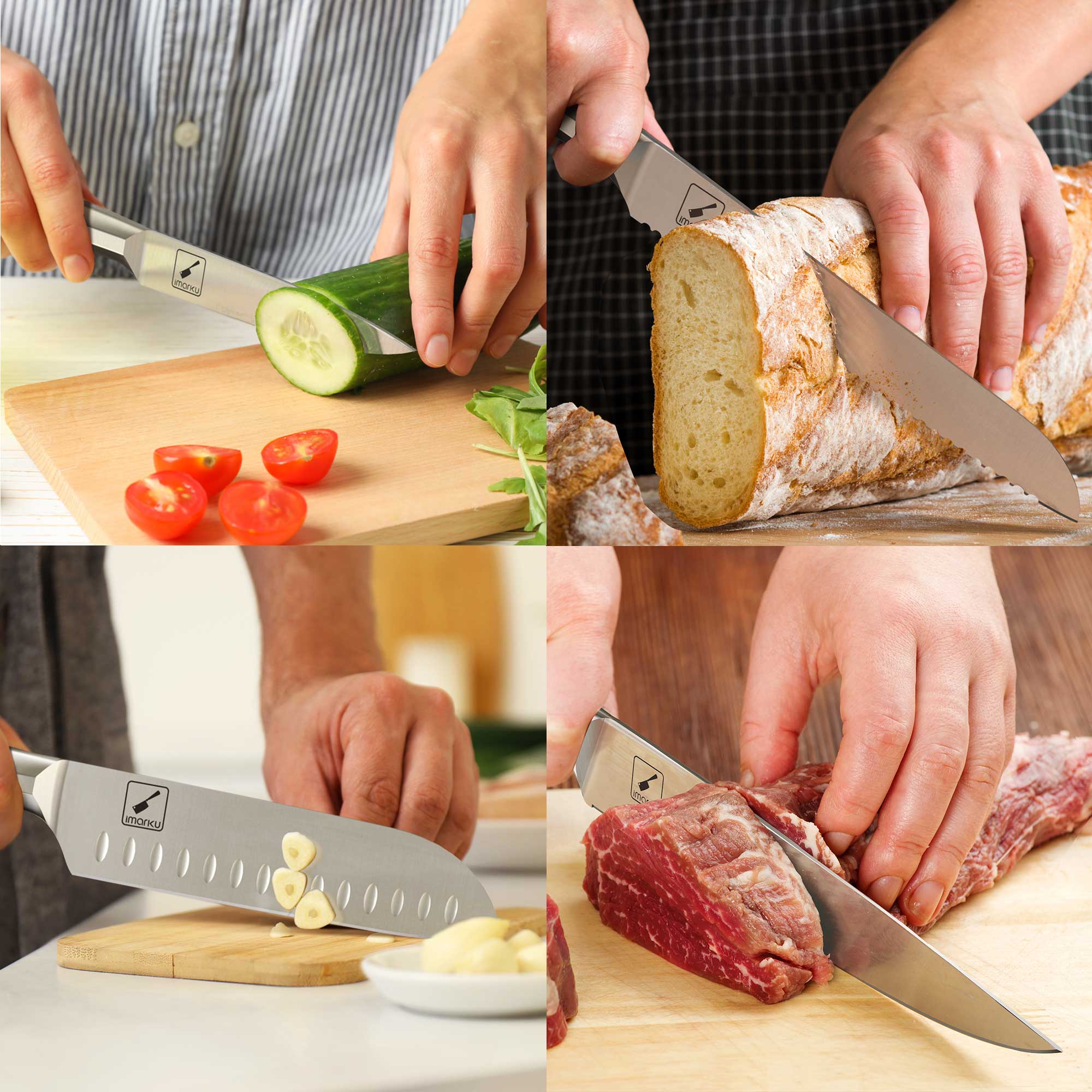 Nonstick Frying Pan Set with Tempered Glass Lids & Ultra Sharp Chef Knife Set - 10-Piece Kitchen Cookware Bundle for Sautéing, Frying & Meal Prep | Perfect for Home Cooking & Restaurant Use