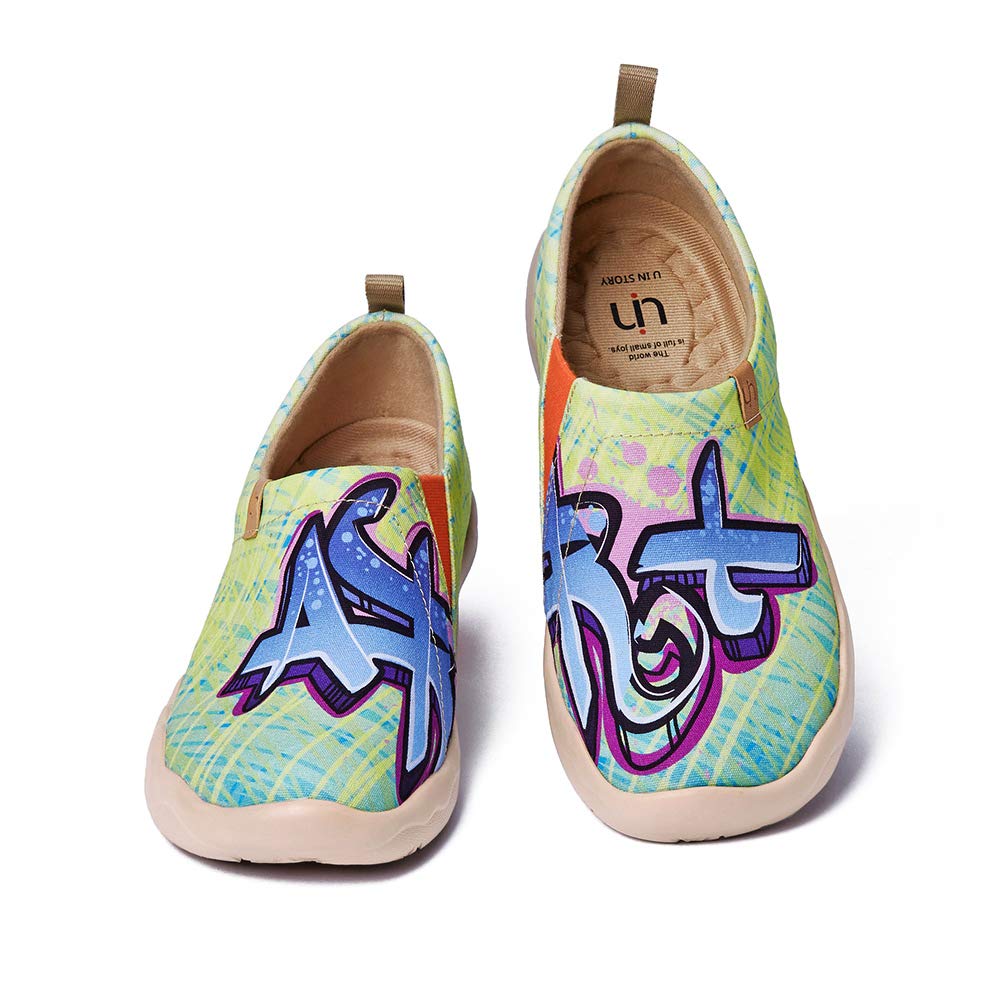 UIN Women's Slip On Loafers - Lightweight Casual Sneakers with Artistic Paint Design for Walking, Travel & Everyday Wear | Comfortable Breathable Flats for Work, Shopping & Outdoor Activities