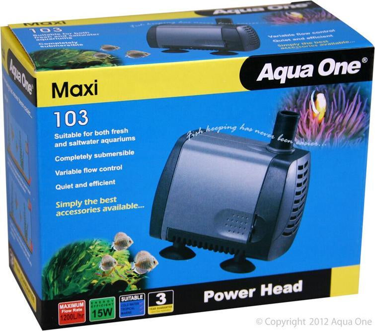 Aqua One Maxi Powerhead 103 - High Performance Water Pump for Aquariums & Fish Tanks | Ideal for Freshwater & Saltwater Aquatic Environments