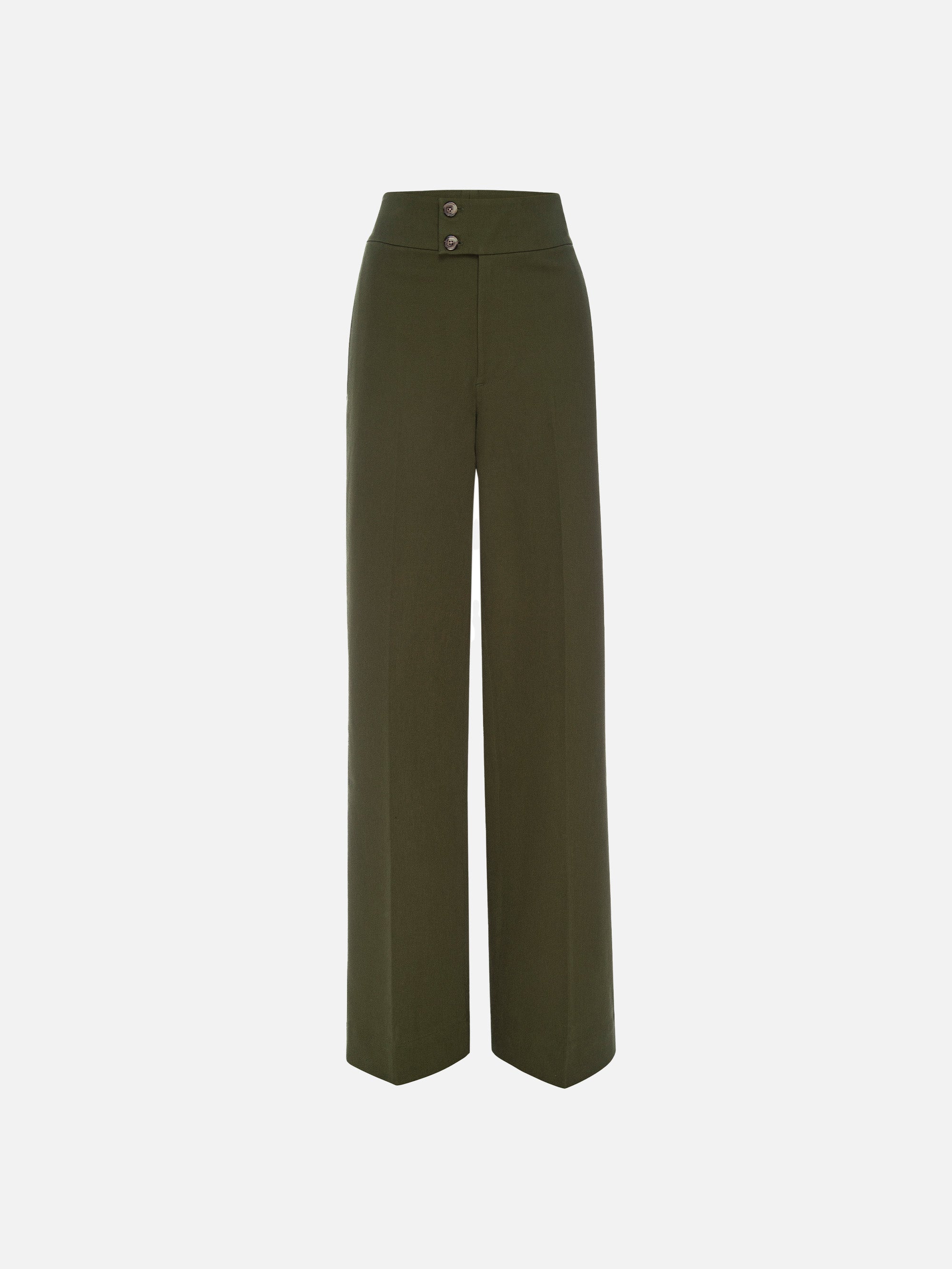 Le Hardy Women's Wide Leg Trousers - Military Green High Waist Casual Pants for Work, Office & Everyday Wear
