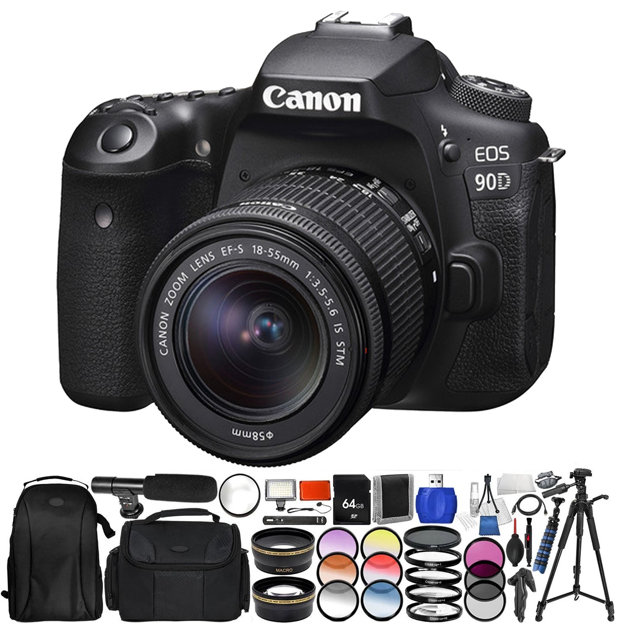 Canon EOS 90D DSLR Camera with 18-55mm Lens Kit - Professional Photography Bundle for Travel, Portrait & Wildlife Shooting