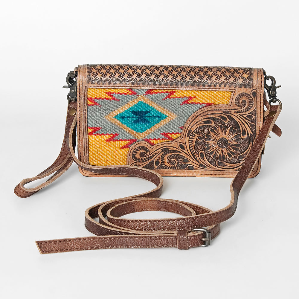 **Genuine Leather Western Handbag for Women - American Darling Hand-Tooled Saddle Blanket Design - Stylish Purse for Cowgirl Fashion & Everyday Use**