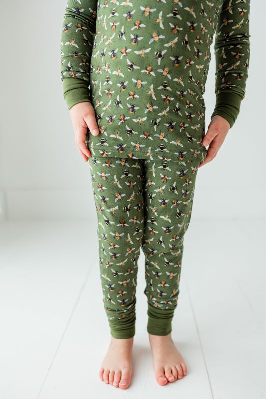 Bee Kind Two Piece Pajama Set - Soft Cotton Sleepwear for Women, Cute Bee Print Pajamas for Lounge & Sleep | Perfect for Relaxing at Home, Gift for Her