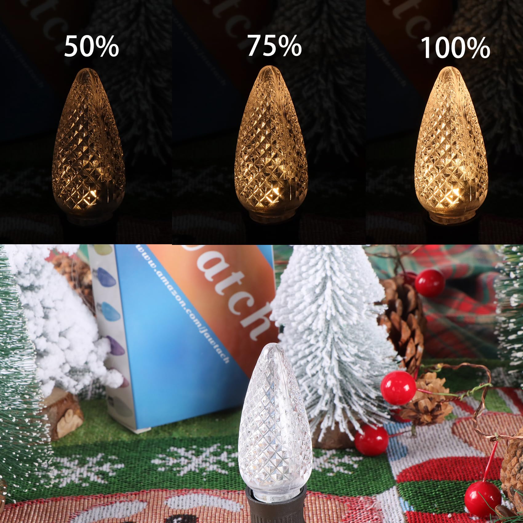 C9 LED Christmas Light Bulbs - 5 Pack Warm White E17 Candelabra Base LED Bulbs (1W) for Outdoor String Lights & Holiday Decorations - Perfect for Christmas Trees, Porch, Yard and Party Decor