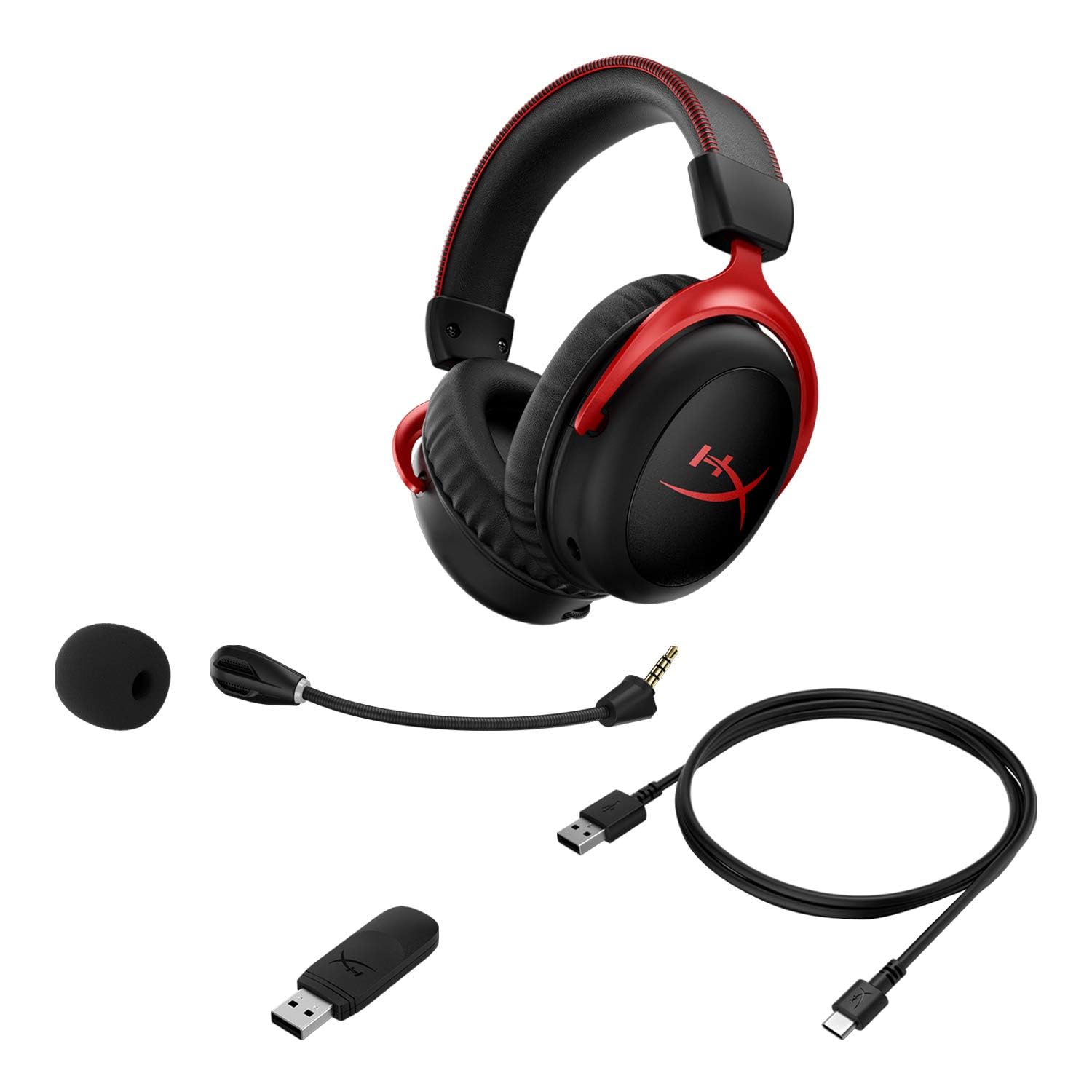 HyperX Cloud II Wireless Gaming Headset - Red | 7.1 Surround Sound, Noise Cancelling Mic | Perfect for PC, PS5, Xbox & Streaming