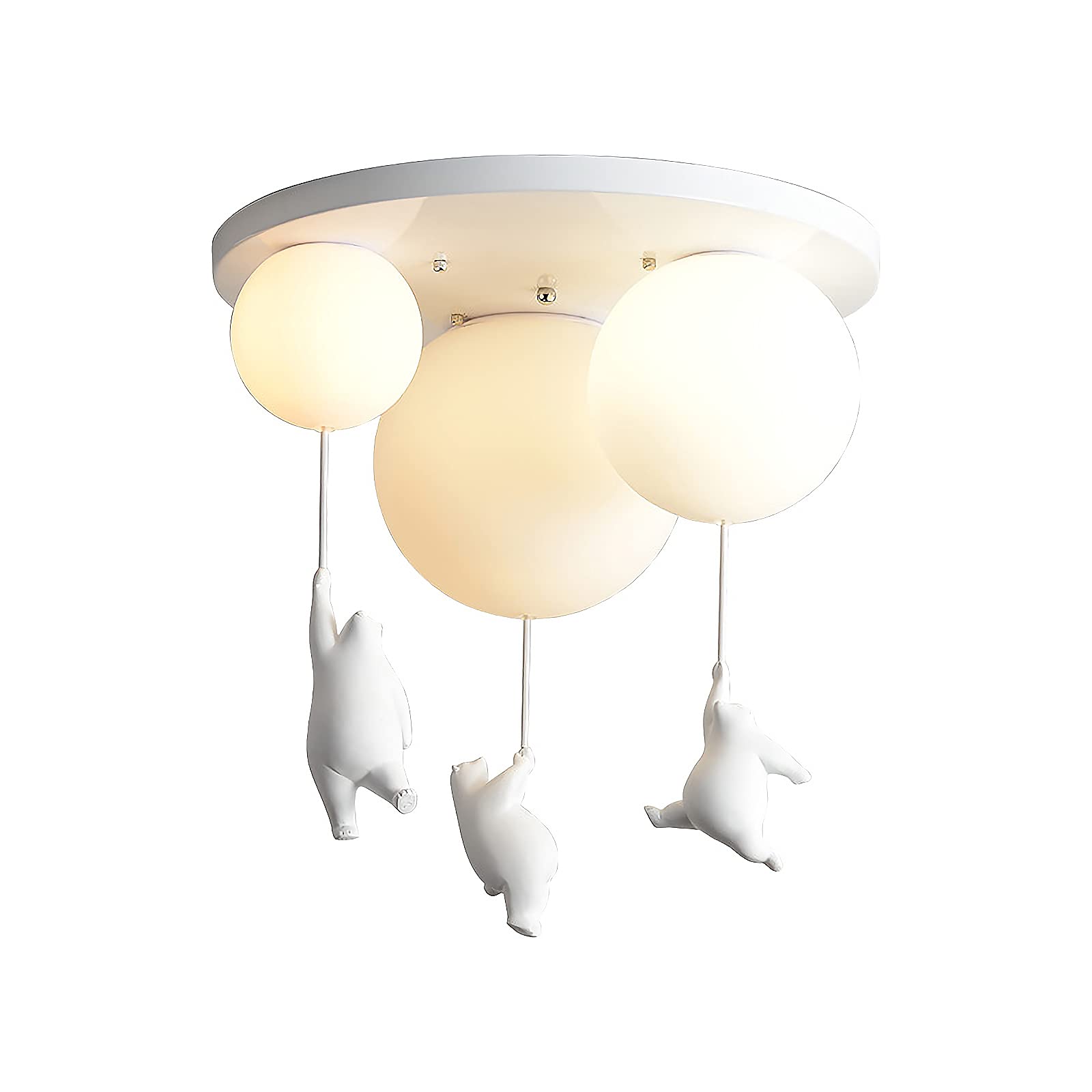 Adorable Cartoon Bear Flush Mount Ceiling Light with White Glass Shade - Cute Nursery Lighting for Kids Bedroom, Playroom, Boys & Girls Room, Living Room Decor | Perfect for Children's Spaces and Cozy Home Ambiance