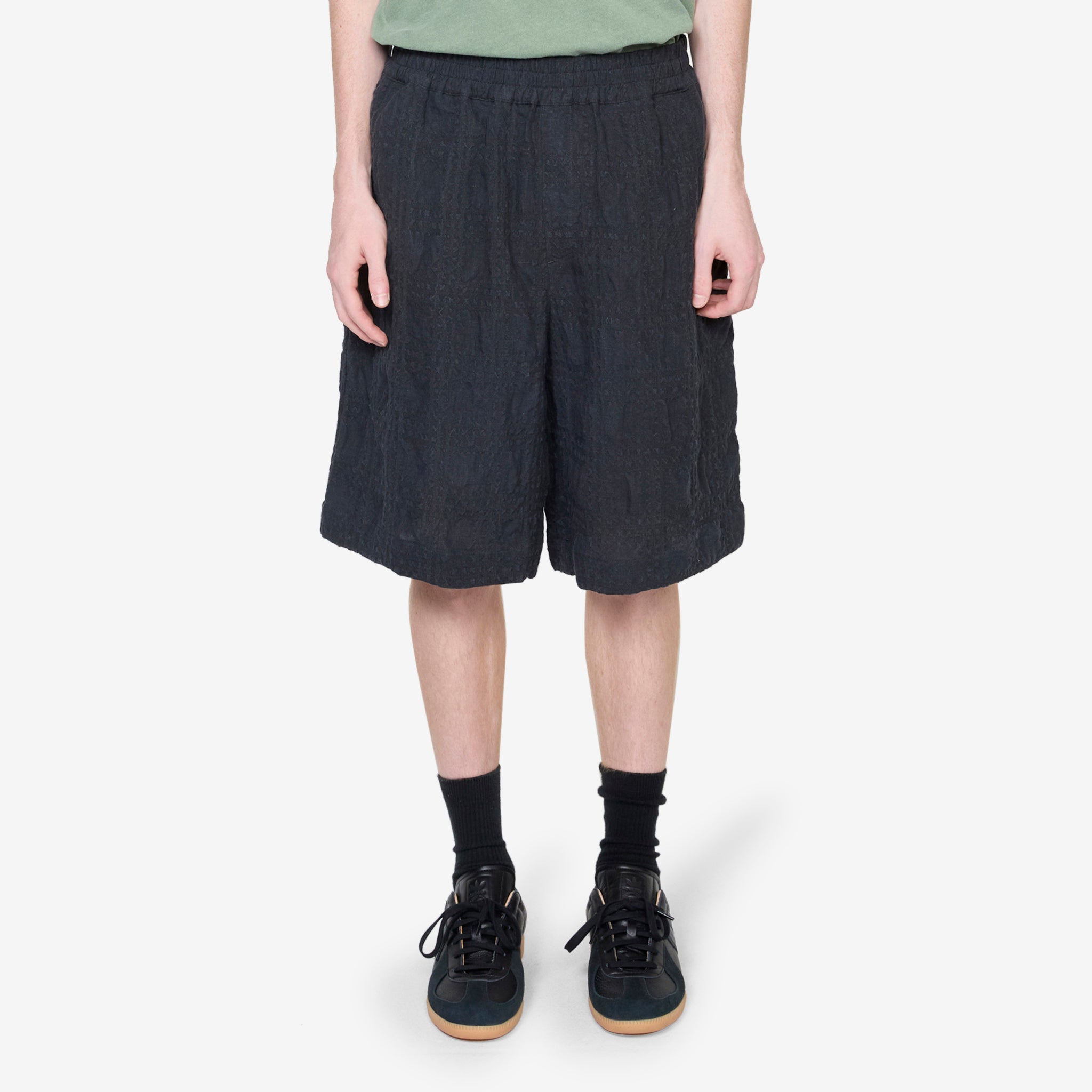 Saleh Faded Black Seercheck Shorts - Stylish & Comfortable Men's Casual Shorts for Summer, Beach, and Outdoor Activities