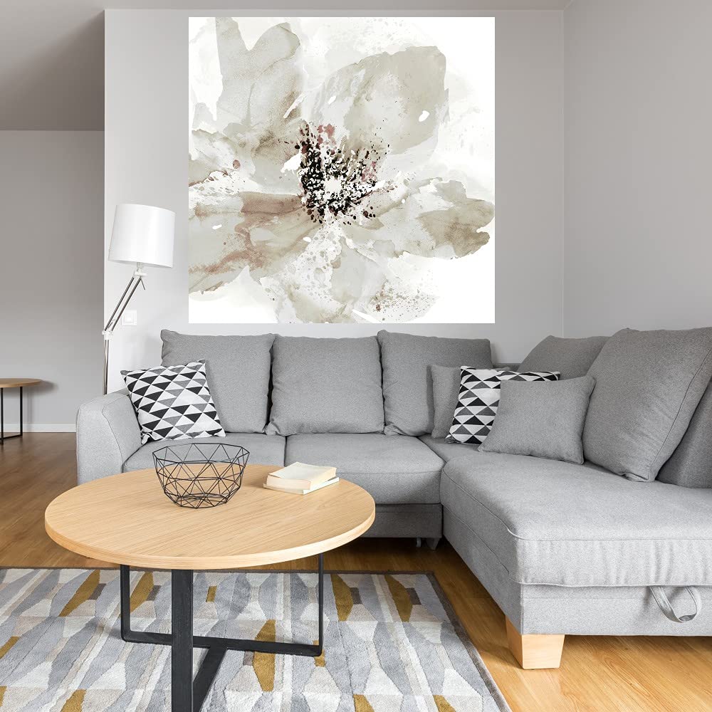 Botanical Wall Art Canvas - 22x22 Inch Neutral Plant Decor for Bathroom & Bedroom | Handmade Floral Artwork by Tania Bello | Perfect for Home, Office & Spa Decor